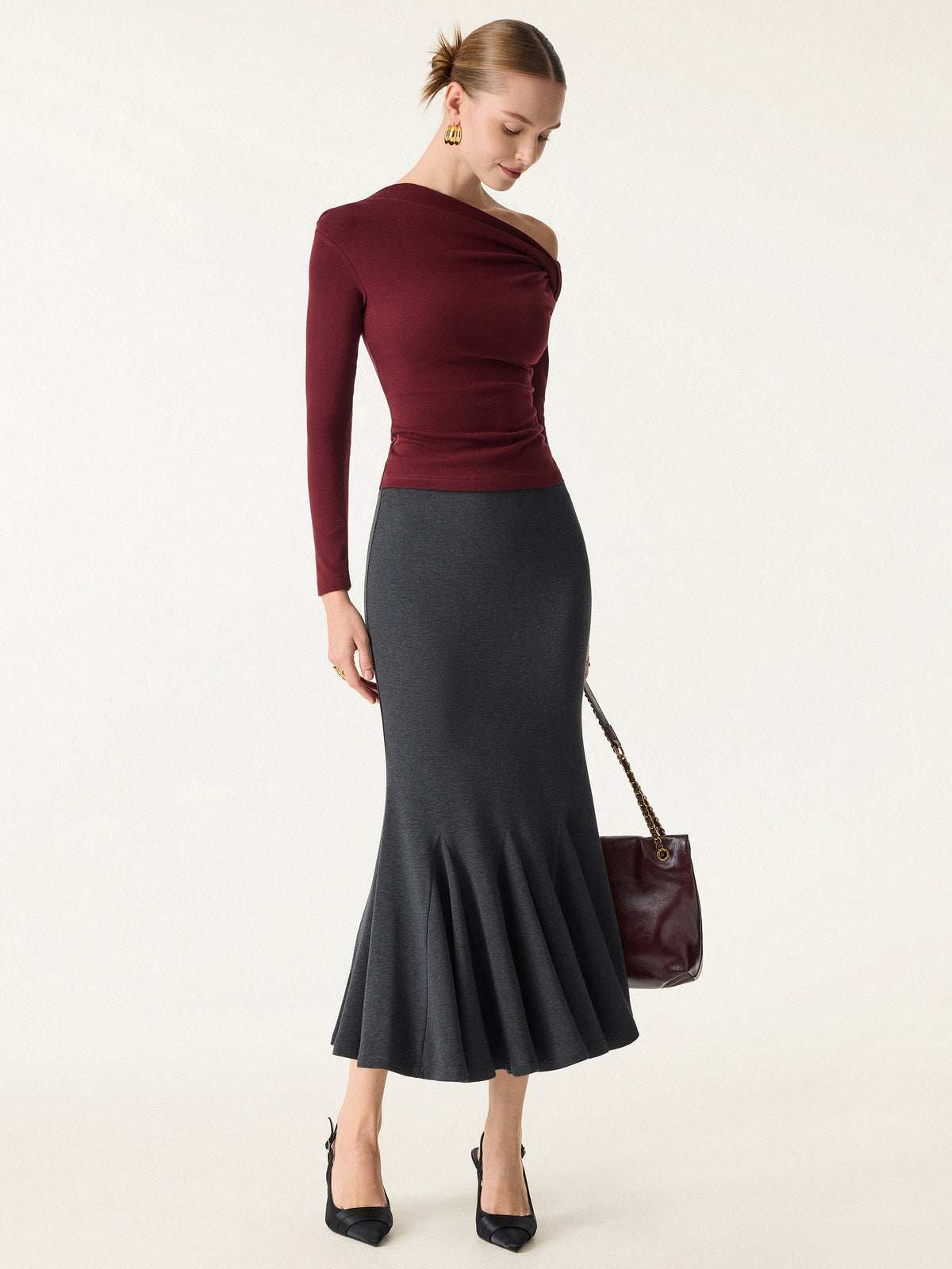 OGLmove Women's Eco-Mousse High-Rise Mermaid Midi Skirt