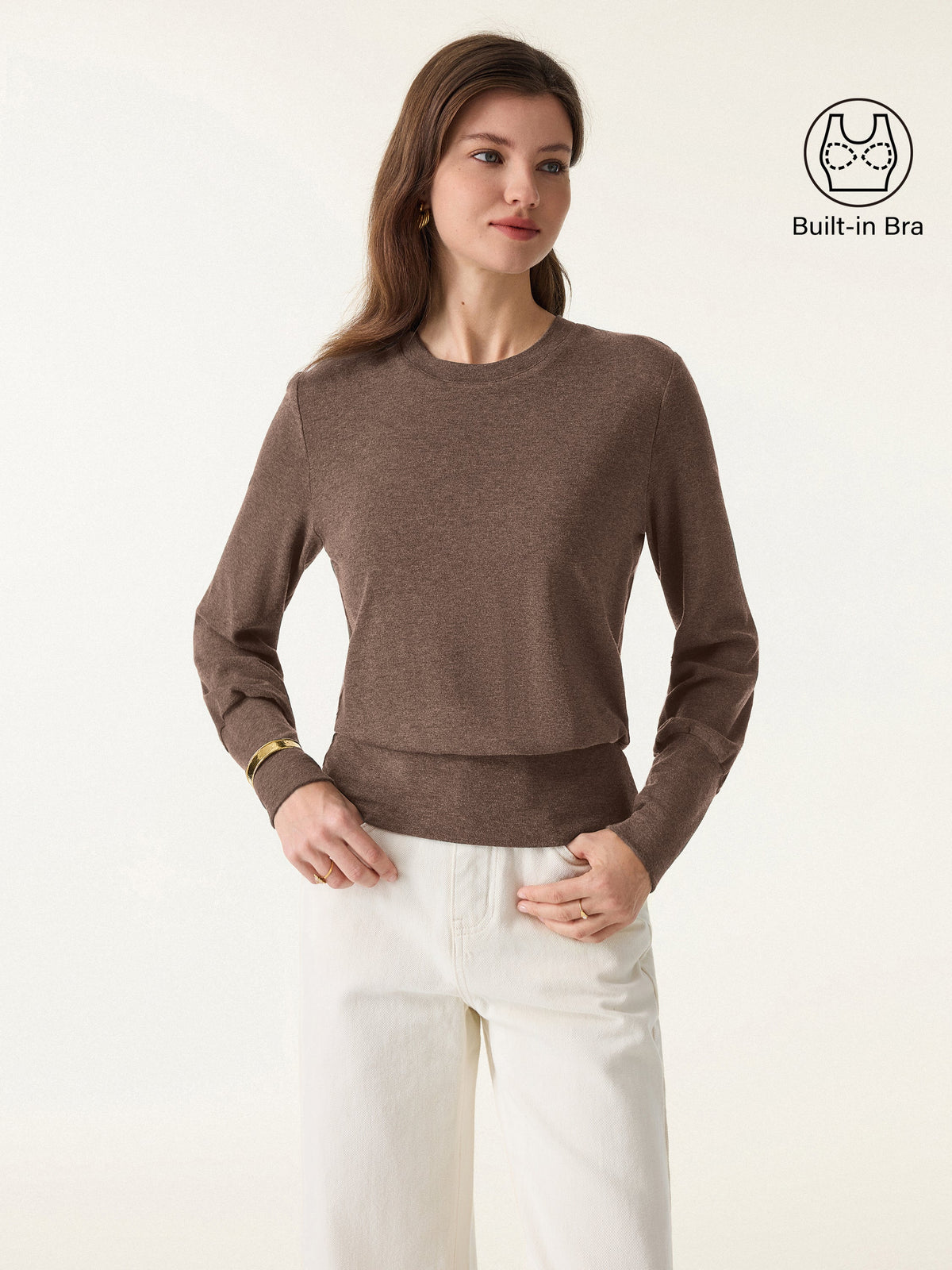 OGLmove Women's Elevated Crewneck Brushed Brami with Banded Hem