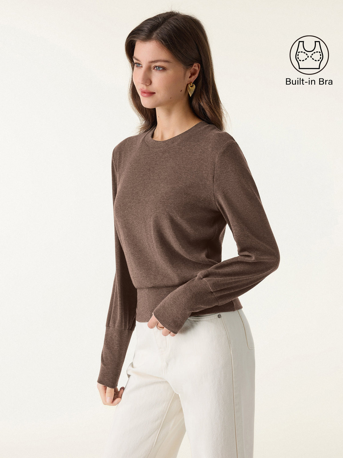 OGLmove Women's Elevated Crewneck Brushed Brami with Banded Hem