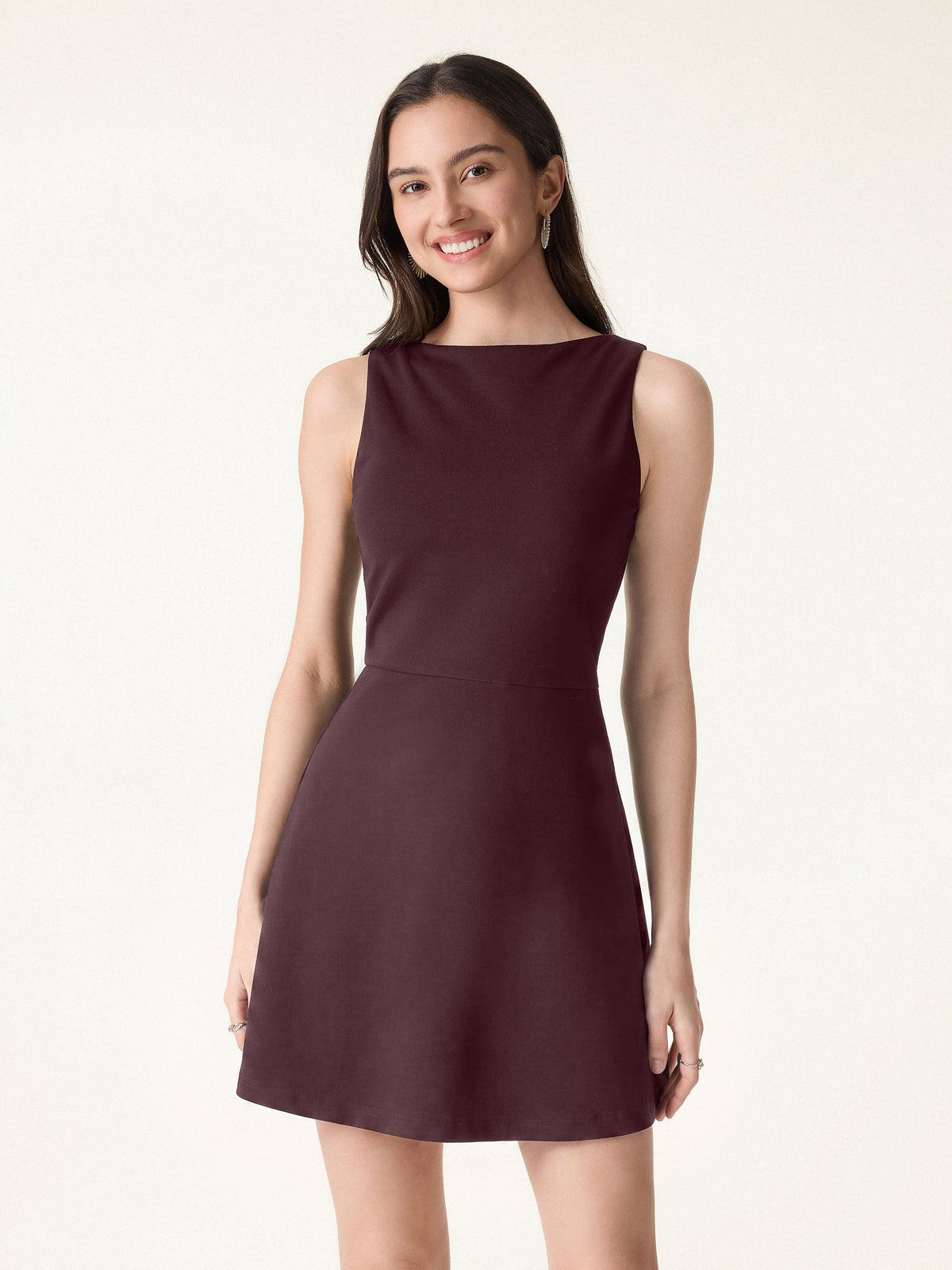 OGLmove Women's Boatneck Fit-and-Flare Mini Bra Dress