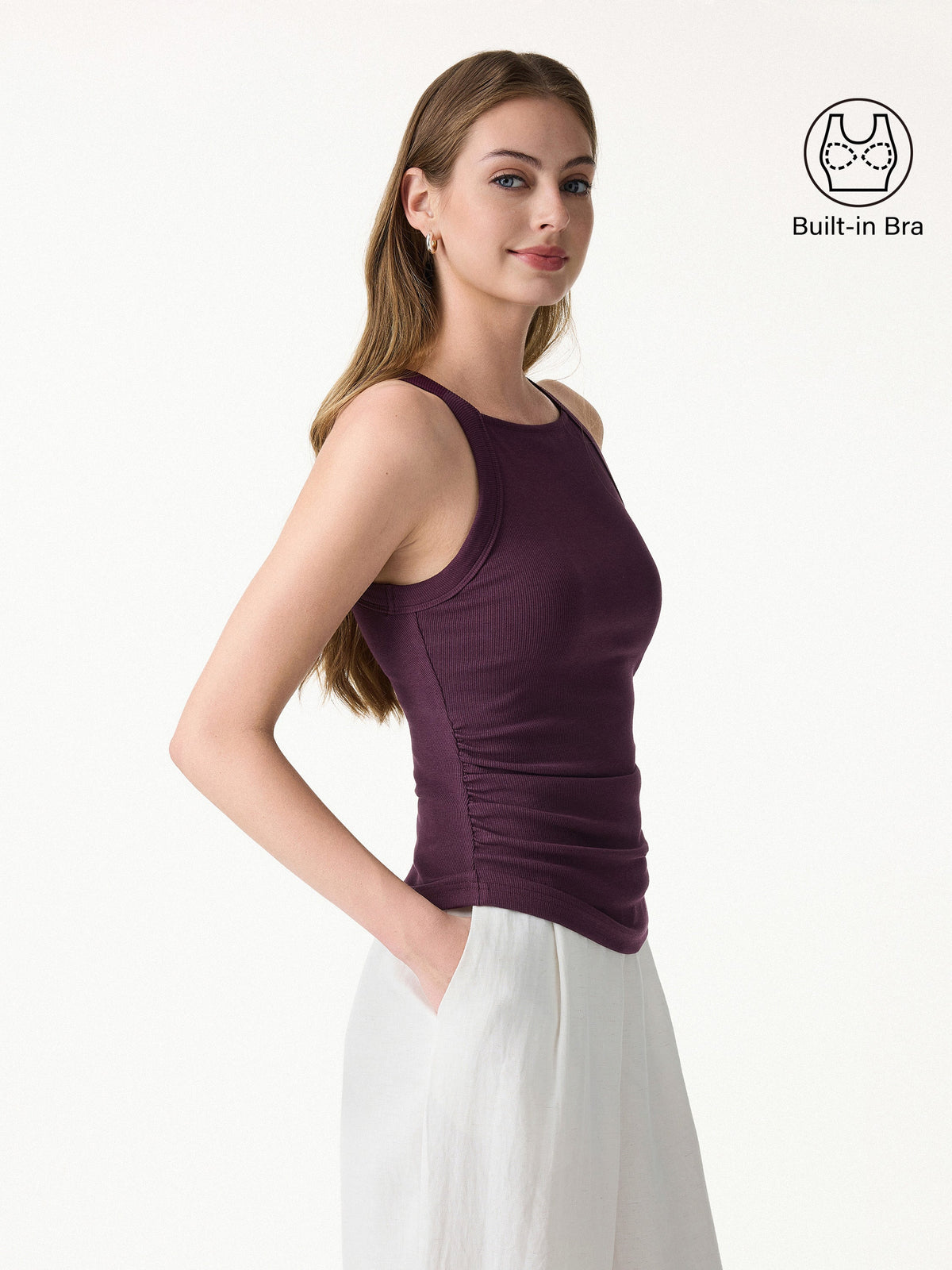 OGLmove Women's Plantive Chic Square Neck Ruched Bra Tank