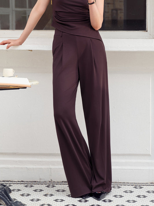 OGLmove Women's Ponte High-Rise Wide-Leg Pants with Pockets