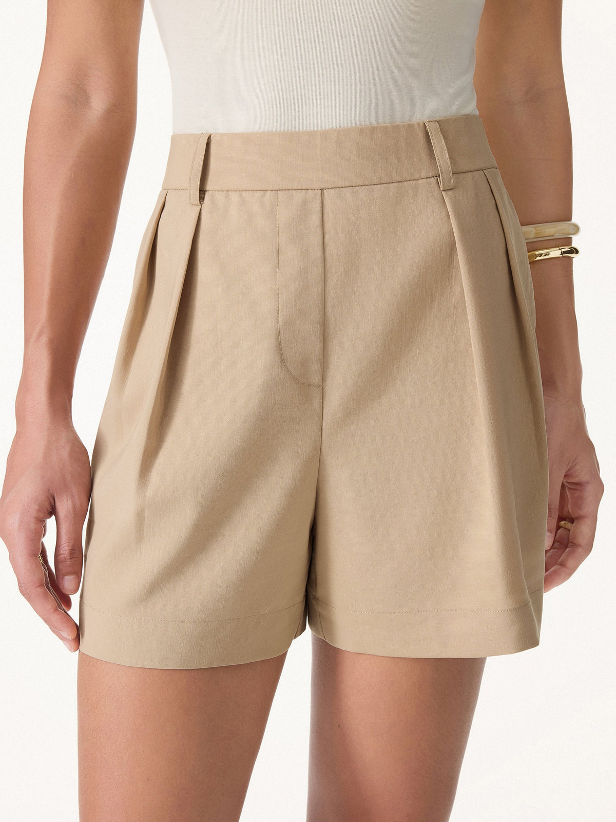 OGLmove Women's Lyocell-Linen Tailored Shorts with Pockets