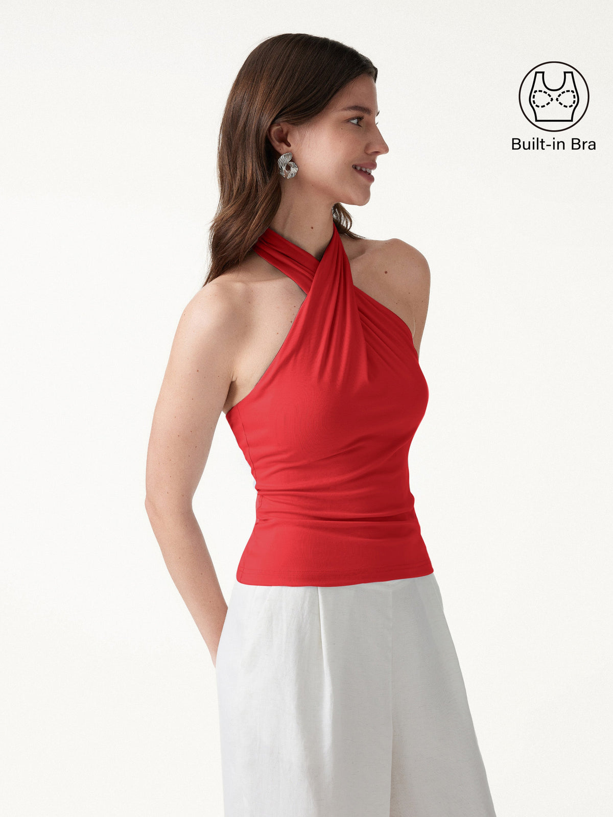 OGLmove Women's Crisscross Halter Neck Going-Out Bra Top