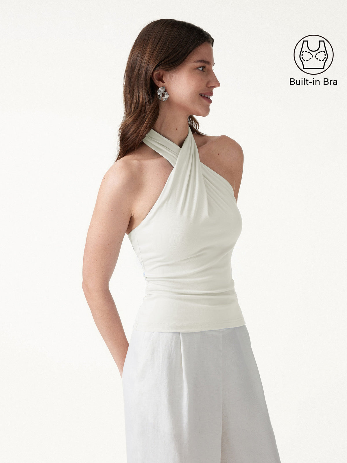 OGLmove Women's Crisscross Halter Neck Going-Out Bra Top