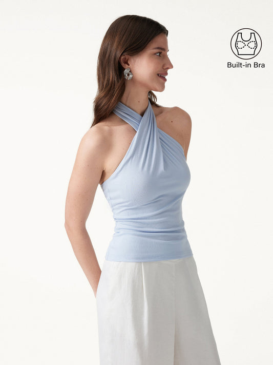 OGLmove Women's Crisscross Halter Neck Going-Out Bra Top