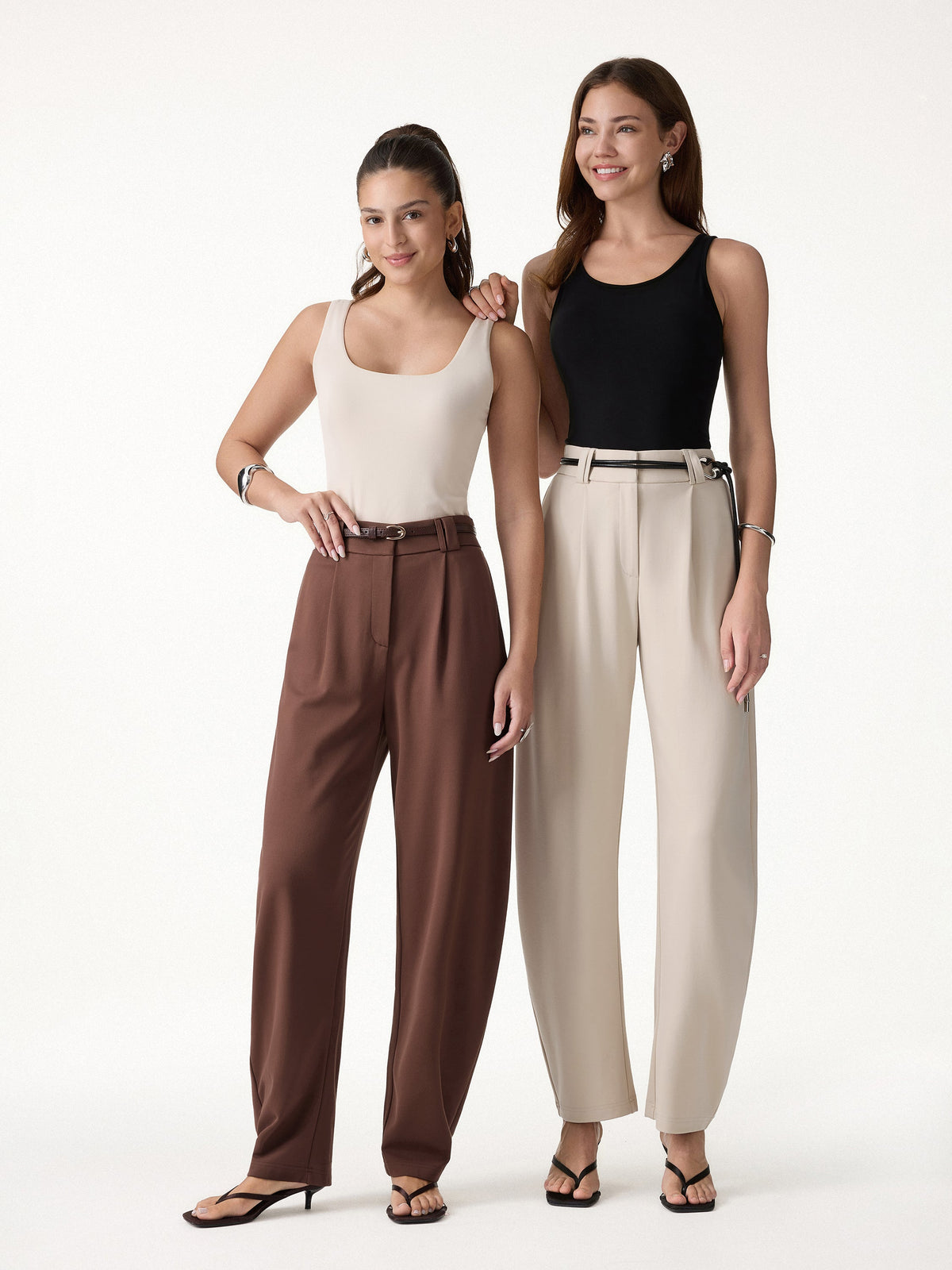 OGLmove Women's Ponte High-Rise Cropped Barrel Pants