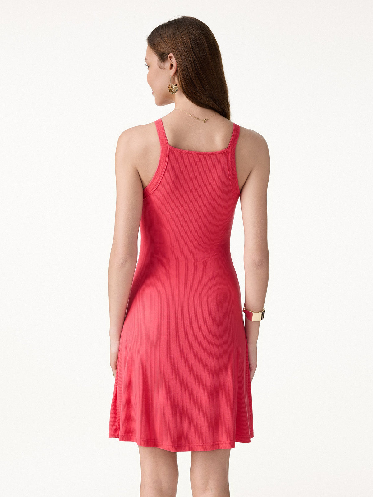 OGLmove Women's CoolTouch Square Neck Ruched Mini Bra Dress
