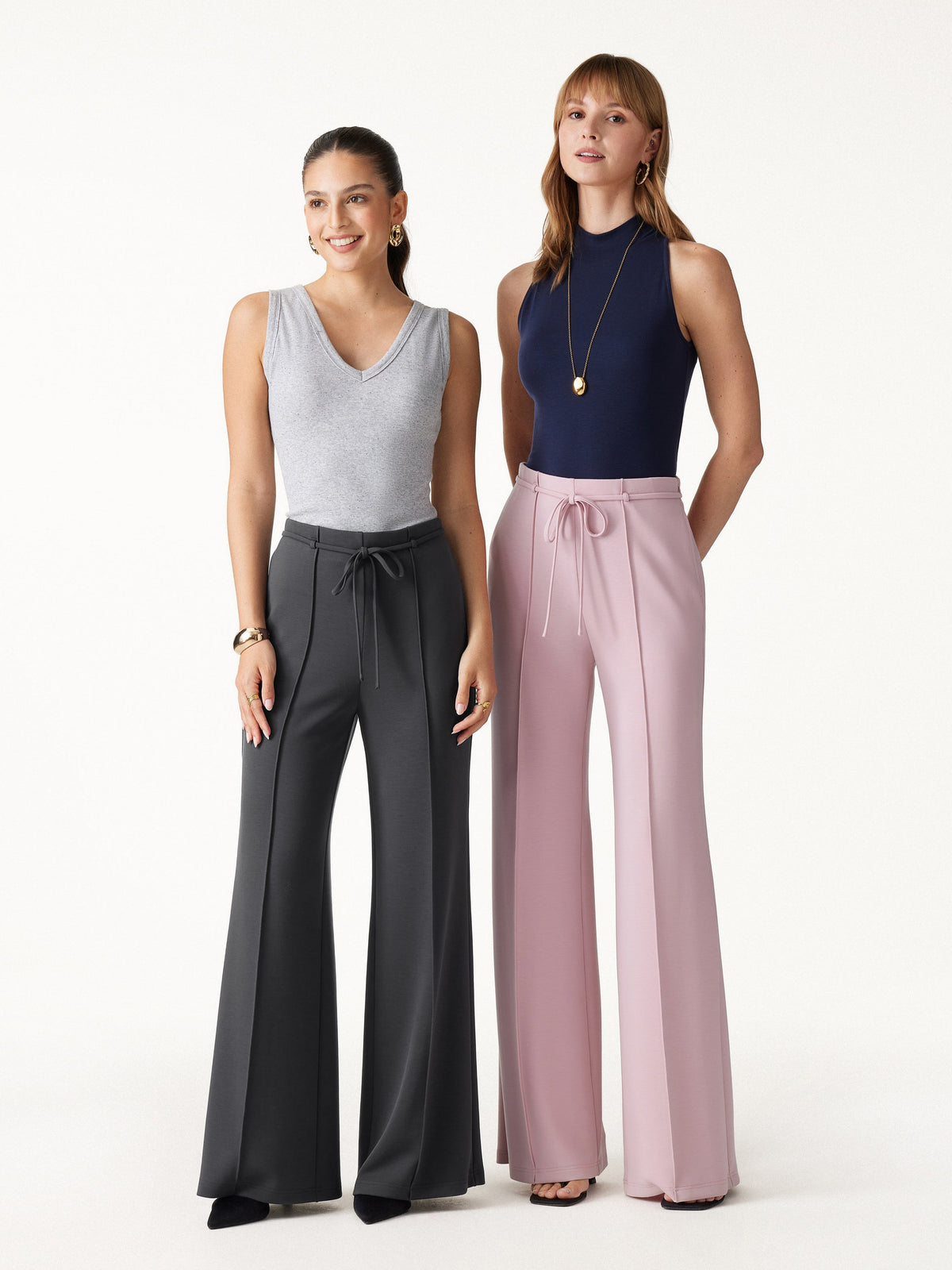 OGLmove Women's Lyocell Spacer Knit High-Rise Flare Pants with Pockets