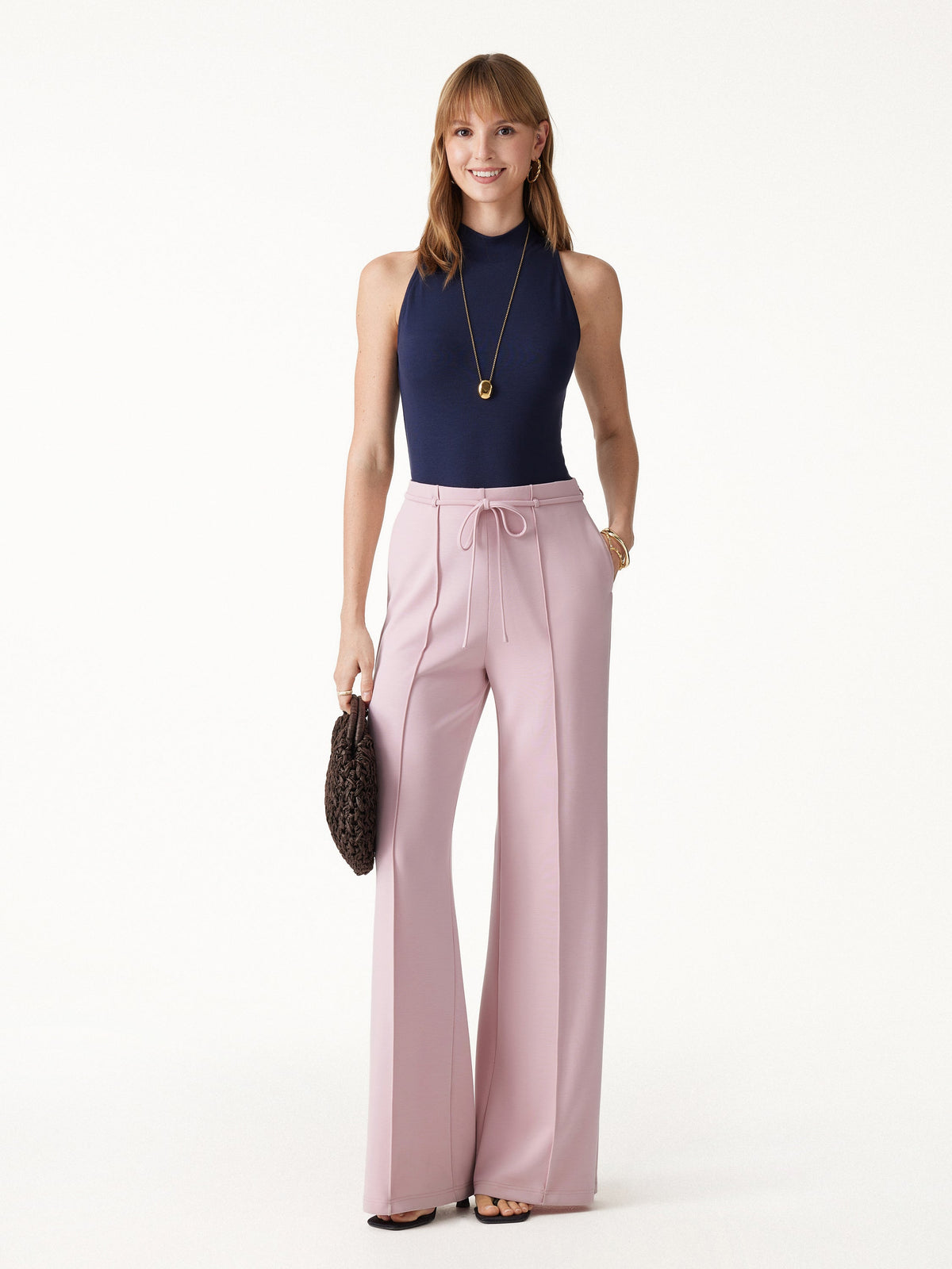 OGLmove Women's Lyocell Spacer Knit High-Rise Flare Pants with Pockets
