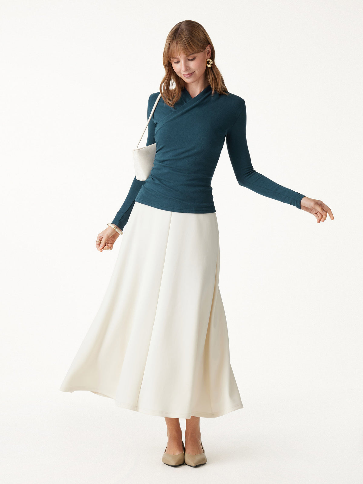 OGLmove Women's Eco-Mousse Surplice Long Sleeve Ruched Top