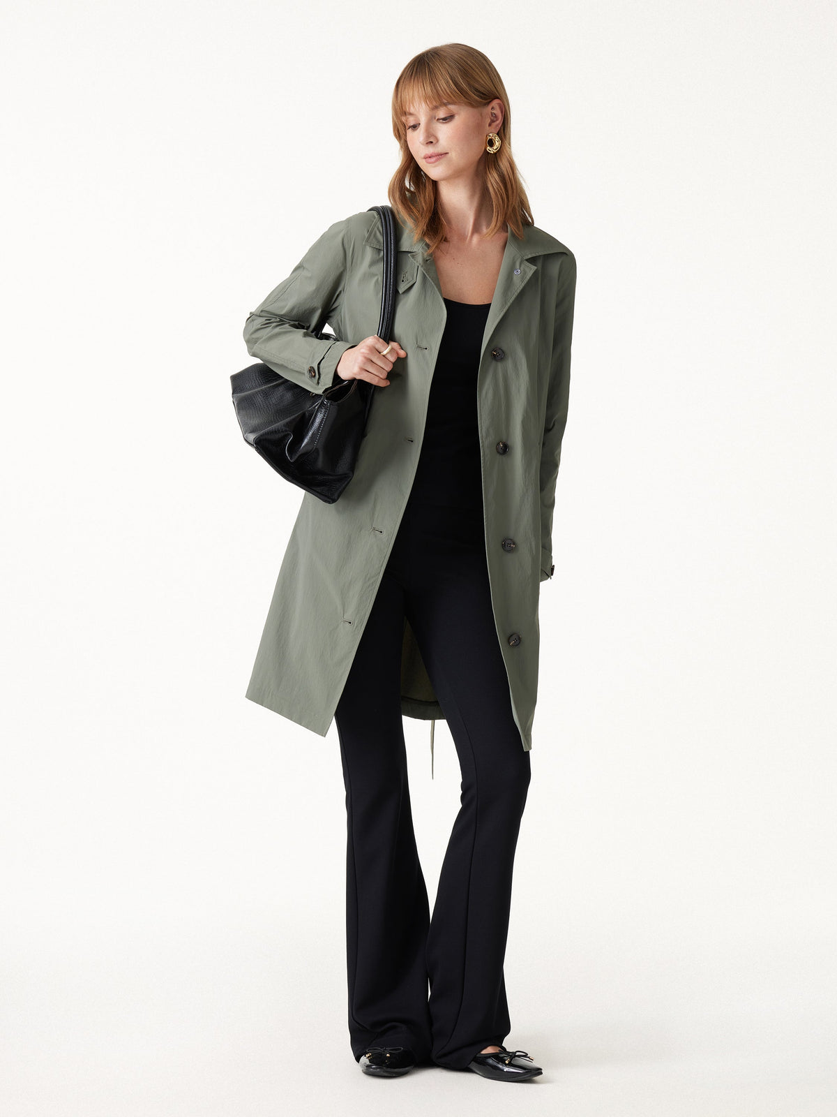 OGLmove Women's Lightweight Water-Repellent Notched Collar Trench Coat