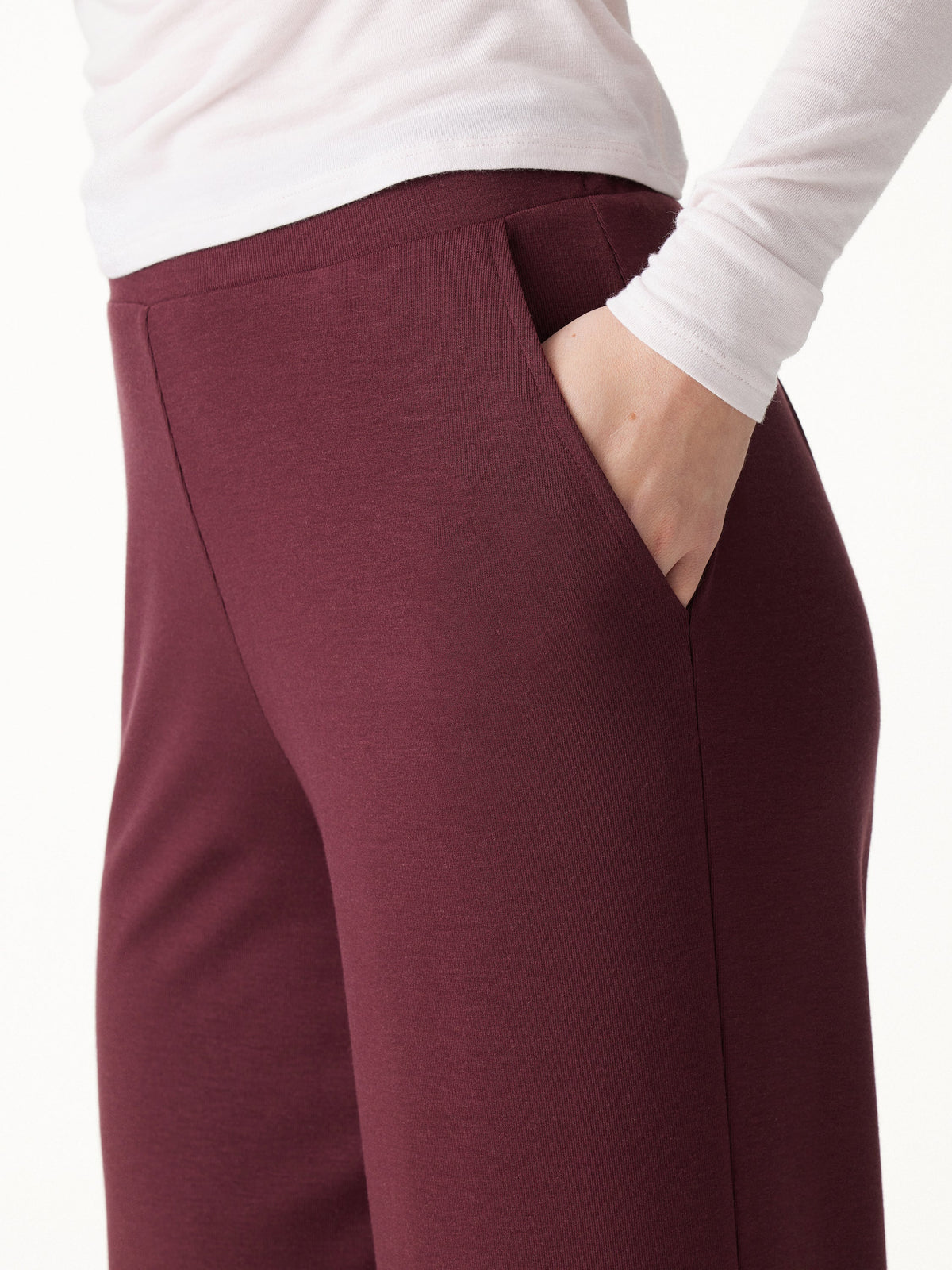 OGLmove Women's Lyocell Wool Mid-Rise Wide-Leg Pull-On Pants with Pockets