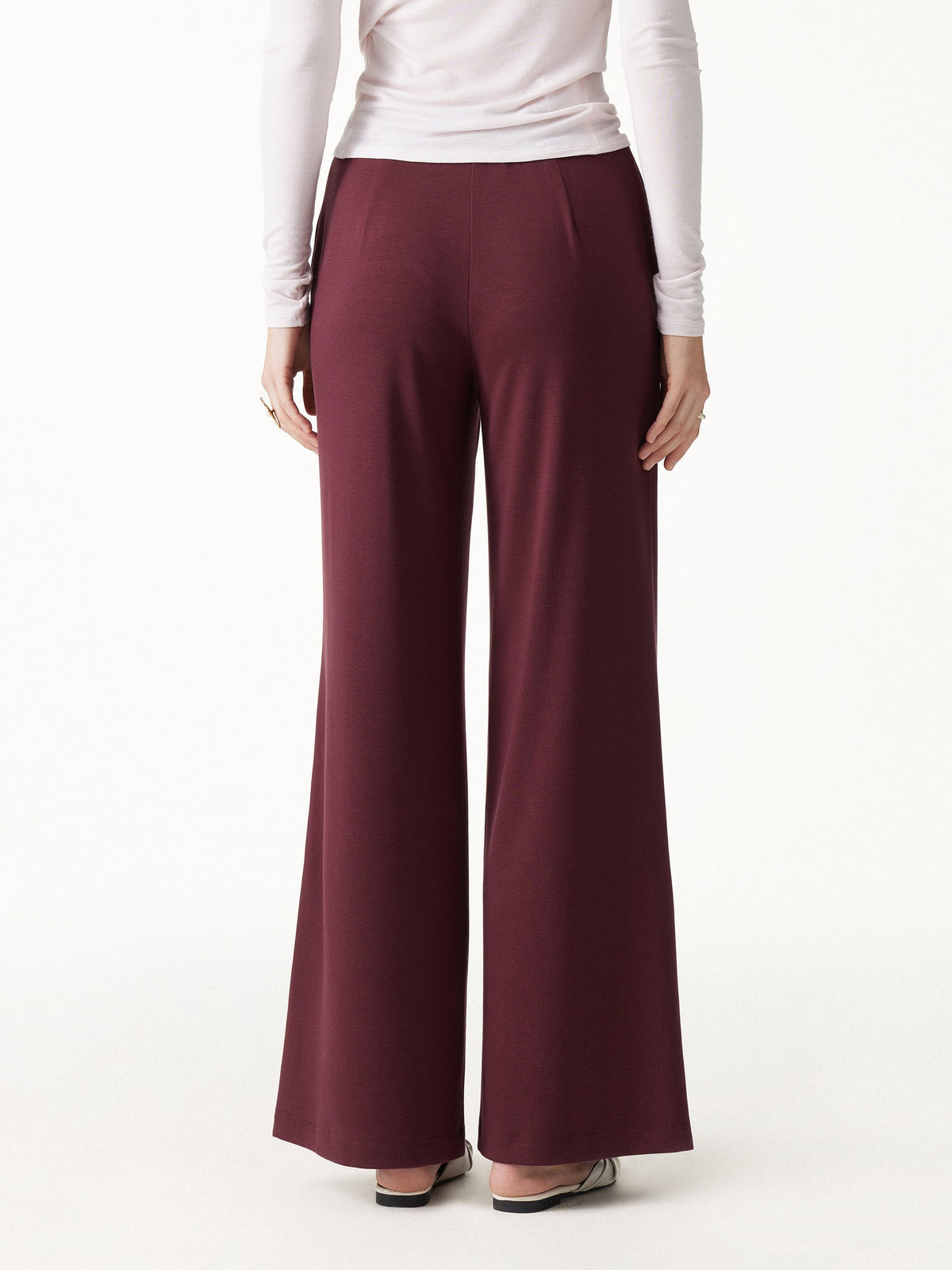 OGLmove Women's Lyocell Wool Mid-Rise Wide-Leg Pull-On Pants with Pockets