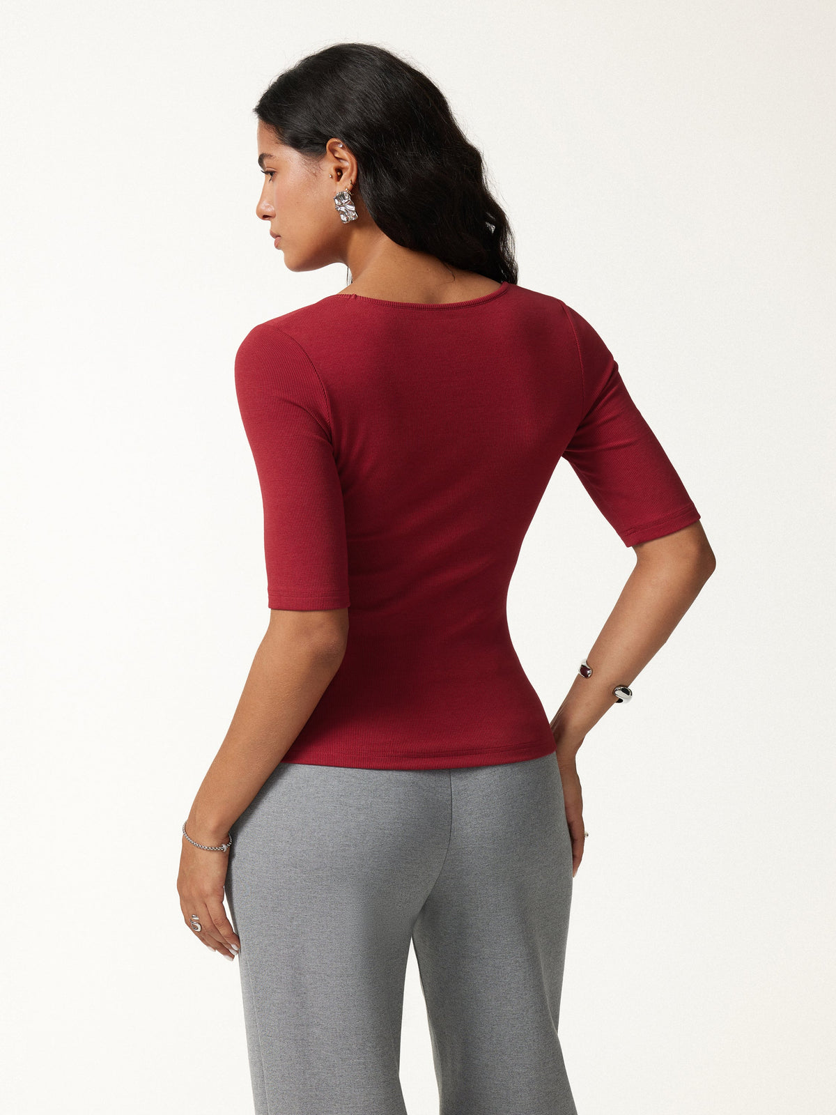 Women's Square Neck Bra Top and High-Waisted Straight Leg Pant Set