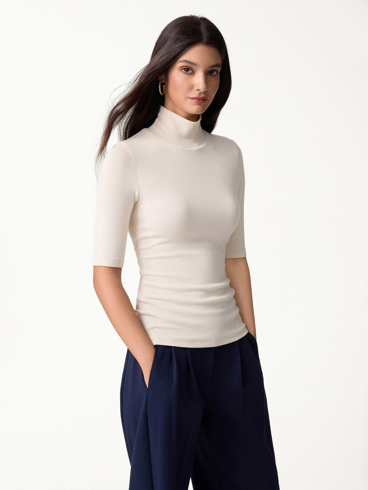 OGLmove Women's 2-Piece Turtleneck Bra Top and Wide Leg Pant Set