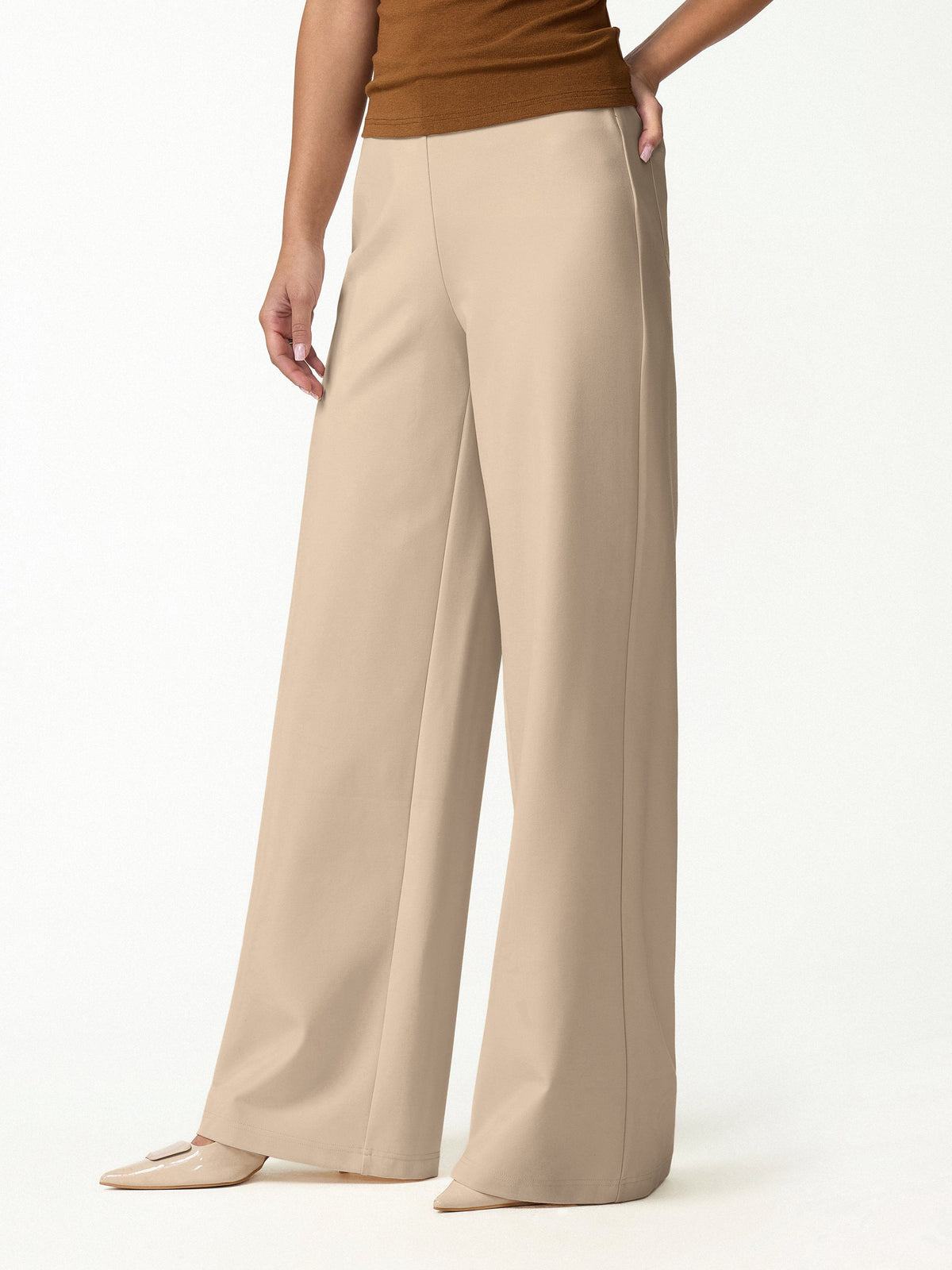 OGLmove Women's Ponte High-Rise Wide-Leg Pants