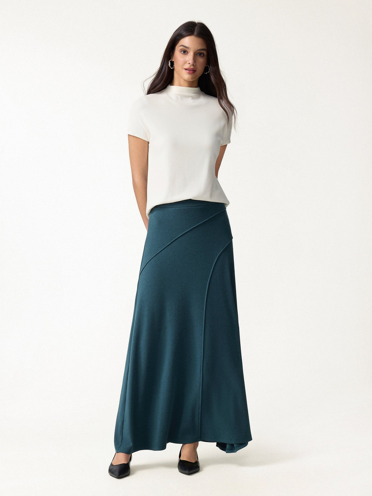 OGLmove Women's Turtleneck Bra Top and Maxi Skirt Set
