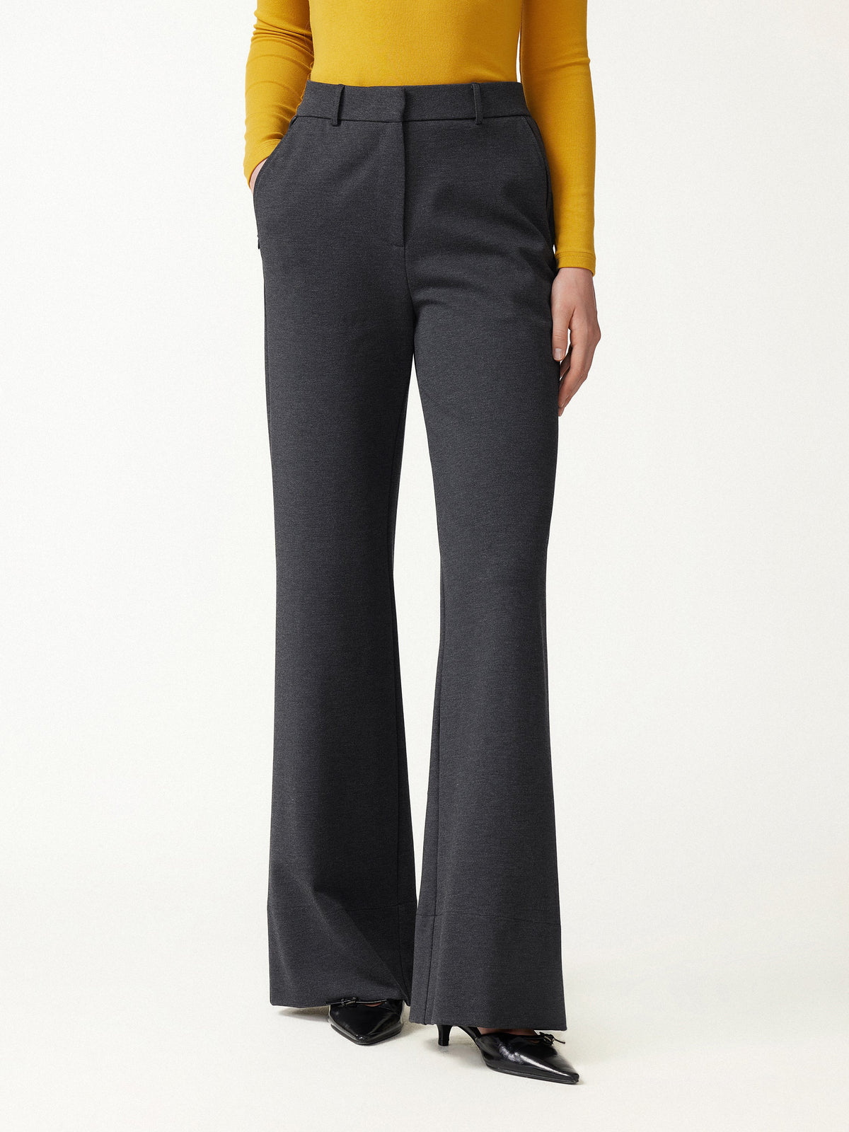 OGLmove Women's Ponte Mid-Rise Wide-Leg Pants