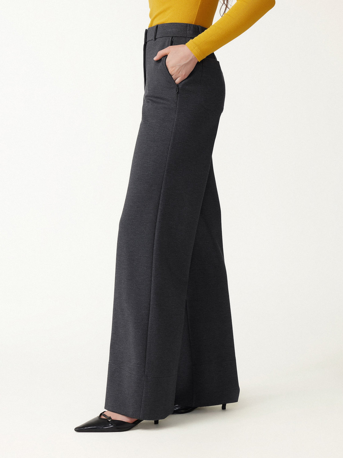 OGLmove Women's Ponte Mid-Rise Wide-Leg Pants