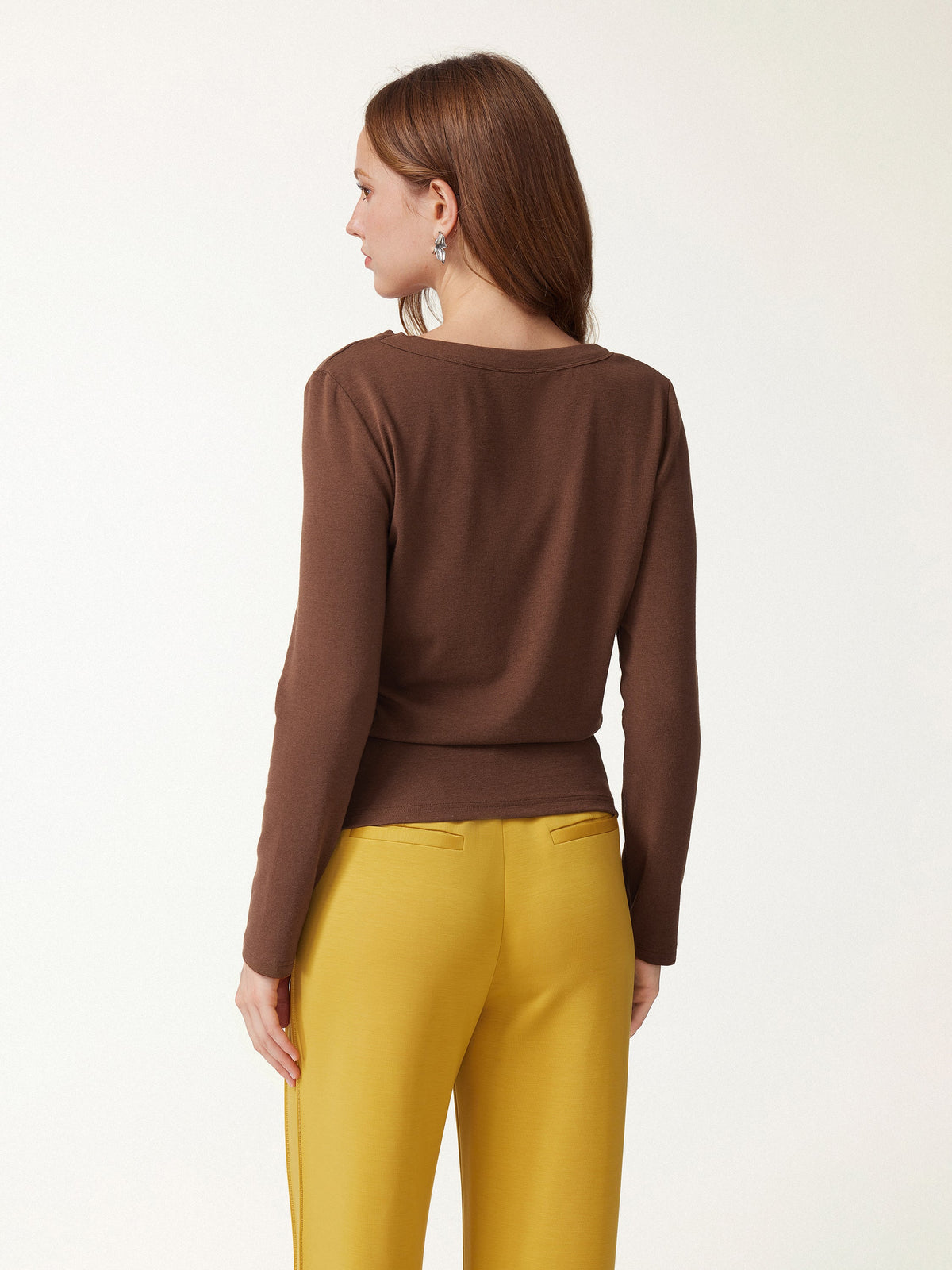 OGLmove Women's Eco-Mousse® V-Neck Long Sleeve Banded Hem Top