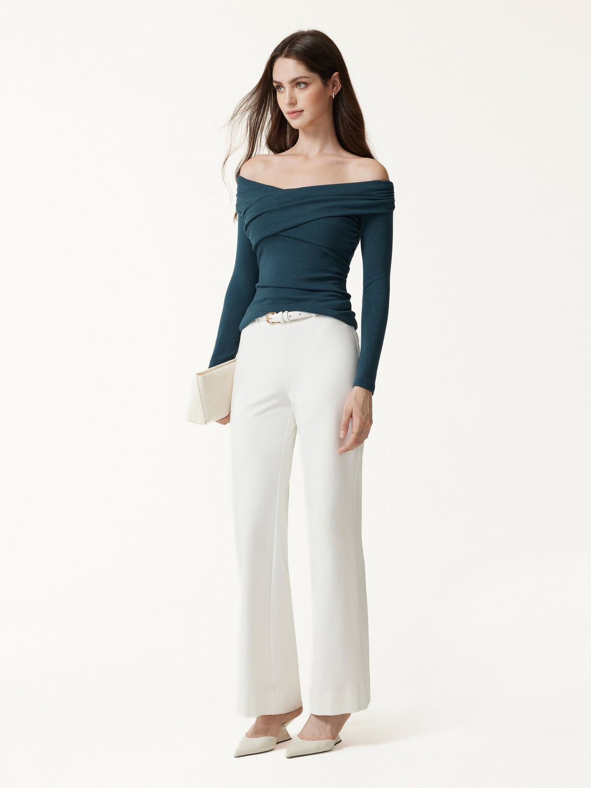 OGLmove Women's Eco-Mousse® Surplice Long Sleeve Ruched Bra Top