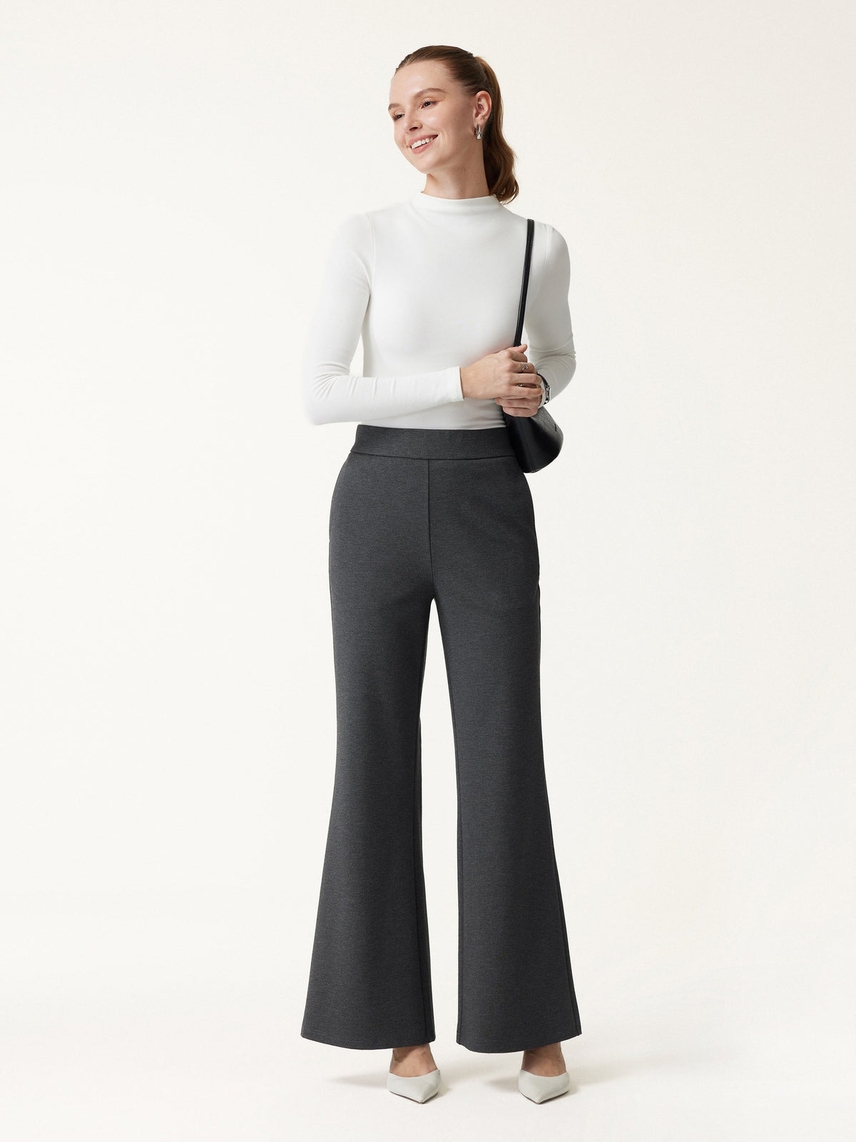 OGLmove Women's Ponte High-Rise Wide-Leg Pants