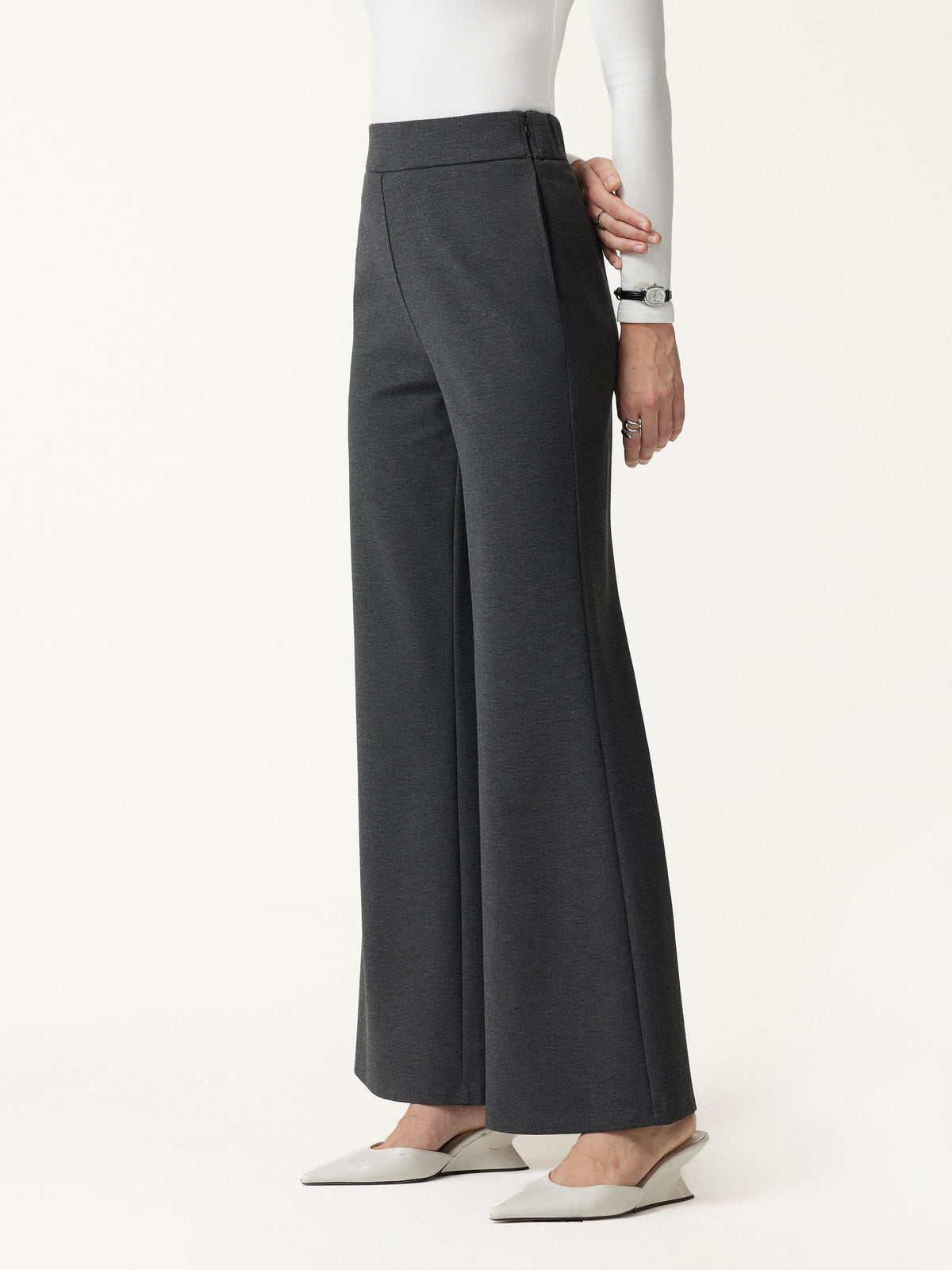OGLmove Women's Ponte High-Rise Wide-Leg Pants with Pockets