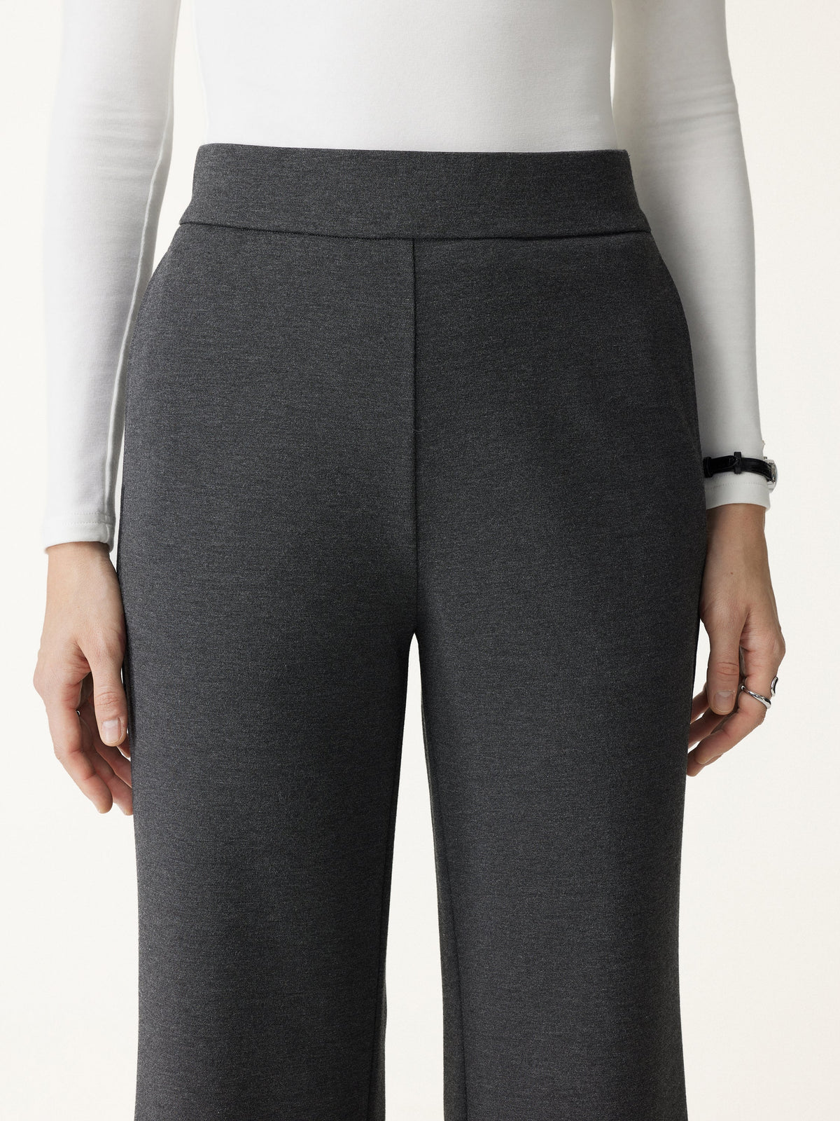 OGLmove Women's Ponte High-Rise Wide-Leg Pants with Pockets