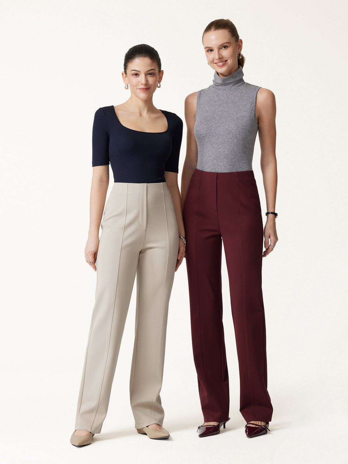 OGLmove Women's Ponte High-Rise Straight-Leg Pants