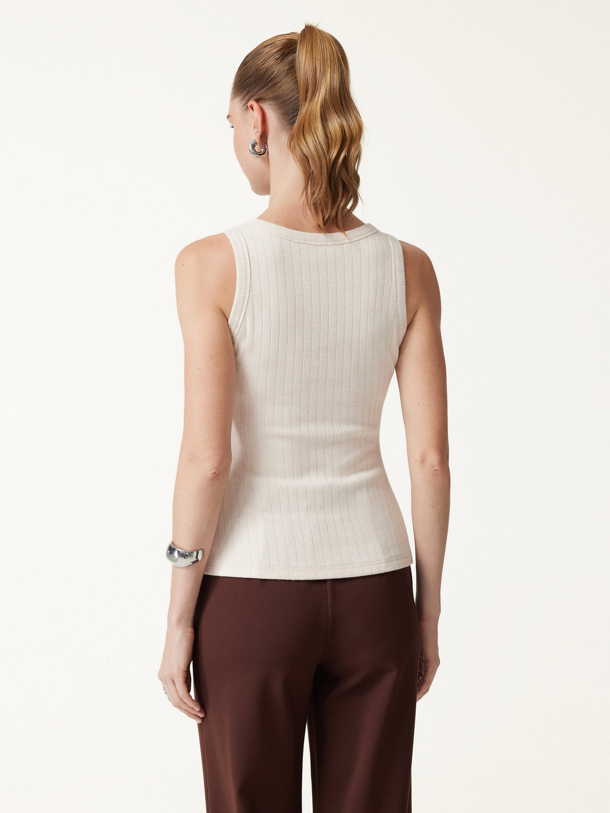 OGLmove Women's Wide Ribbed U-Neck Sleeveless Bra Top