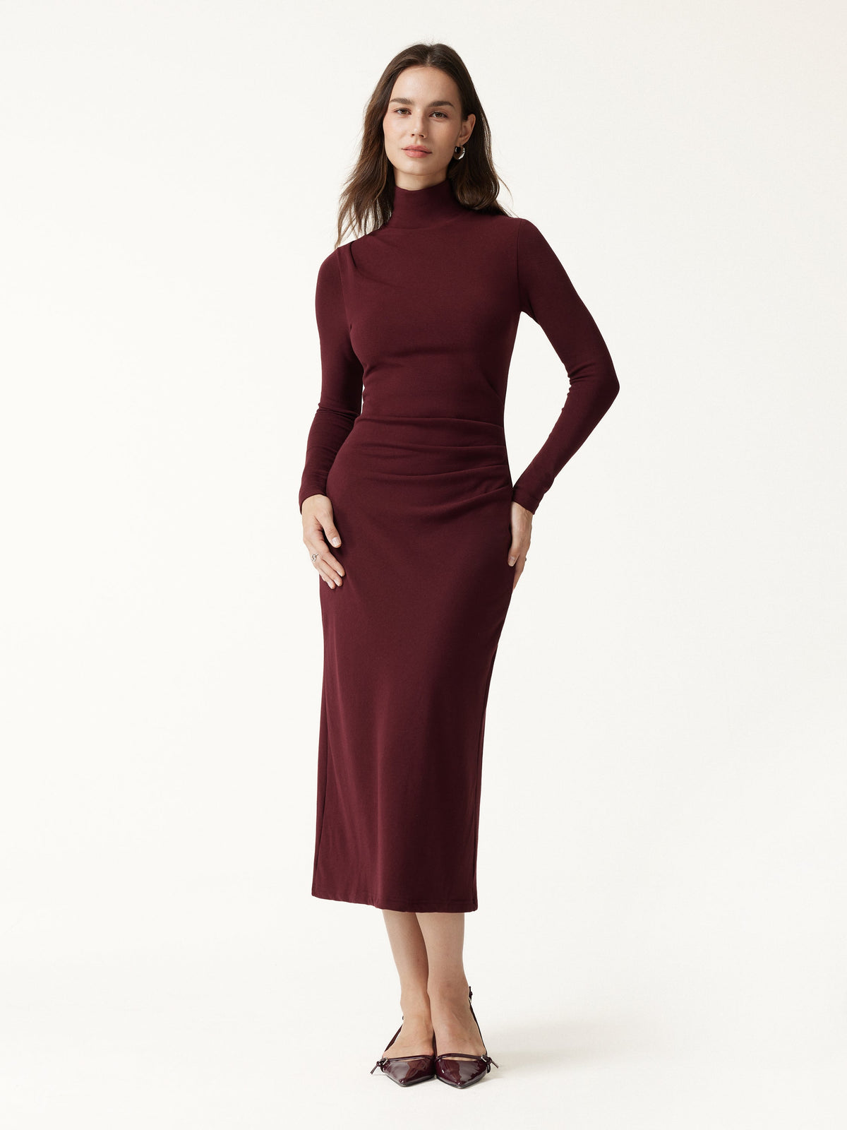 OGLmove Women's ProWarm Turtleneck Tucked Midi Bra Dress