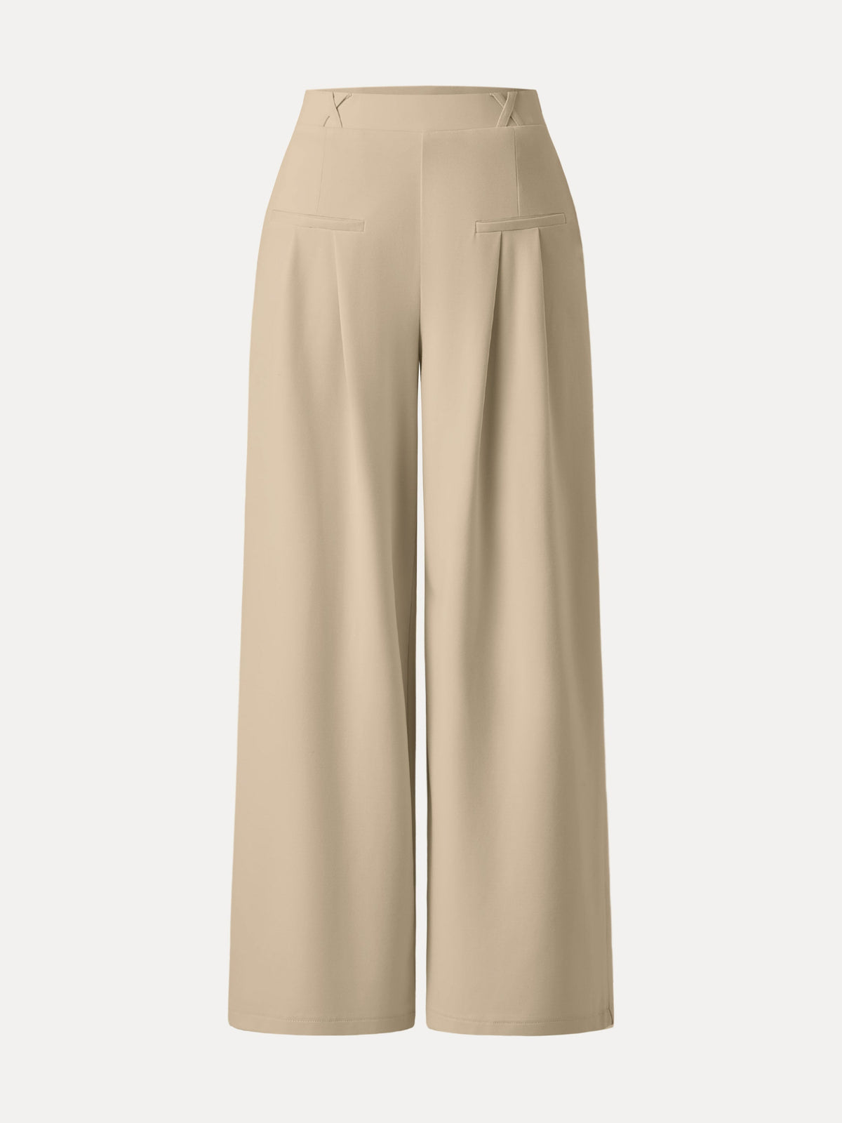 OGLmove Women's Drapey Bamboo Ponte Mid-Rise Wide-Leg Trouser with Pockets