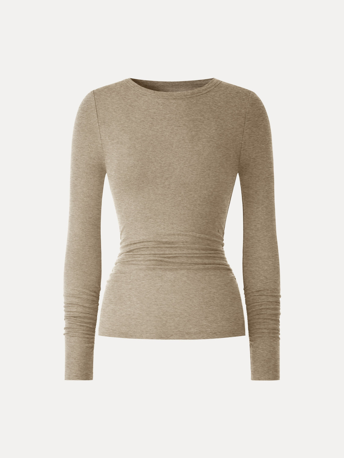 OGLmove Women's Lyocell-Wool Round Neck Long Sleeve Ruched Top