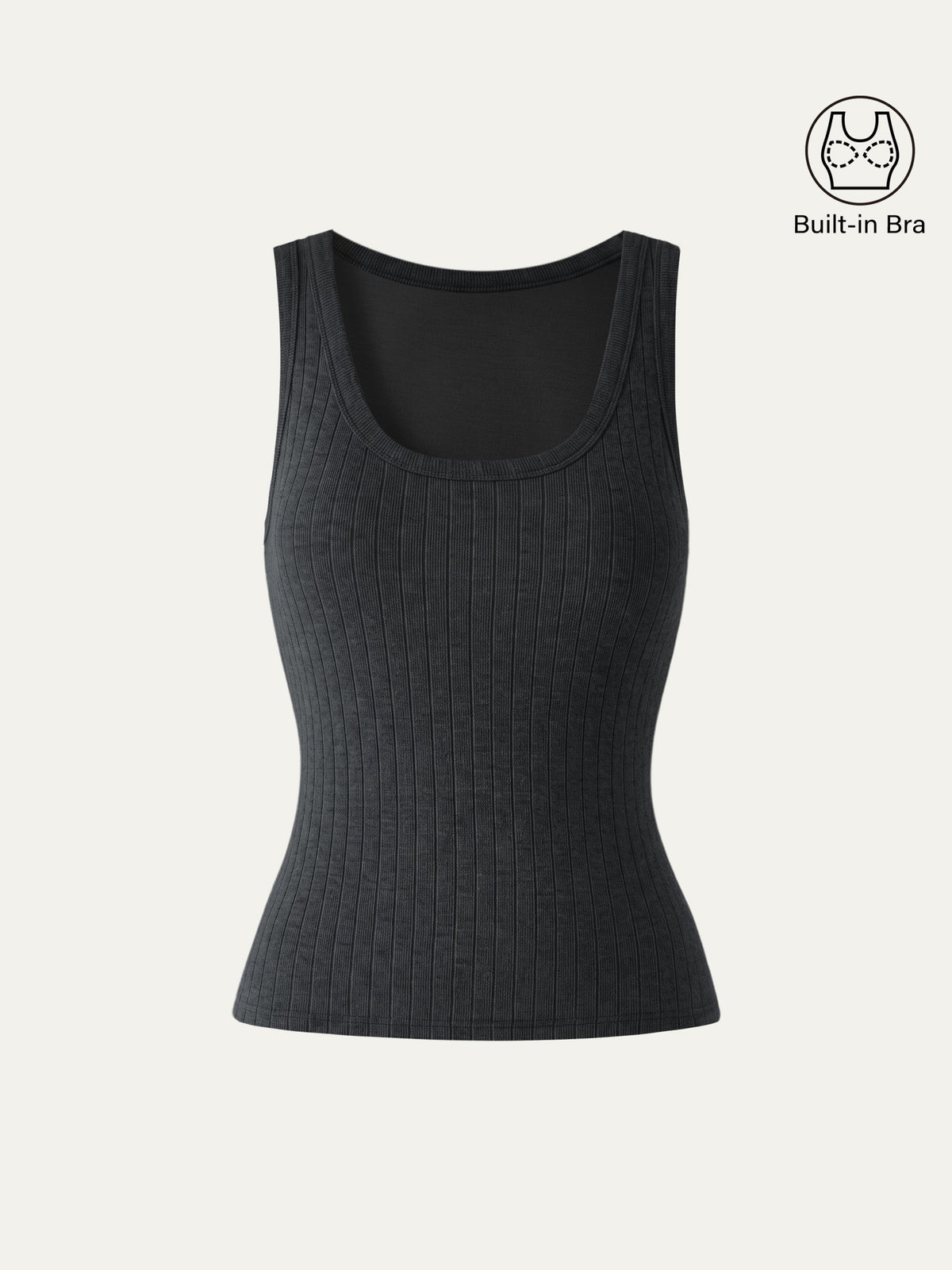 OGLmove Women's Wide Ribbed U-Neck Sleeveless Bra Top