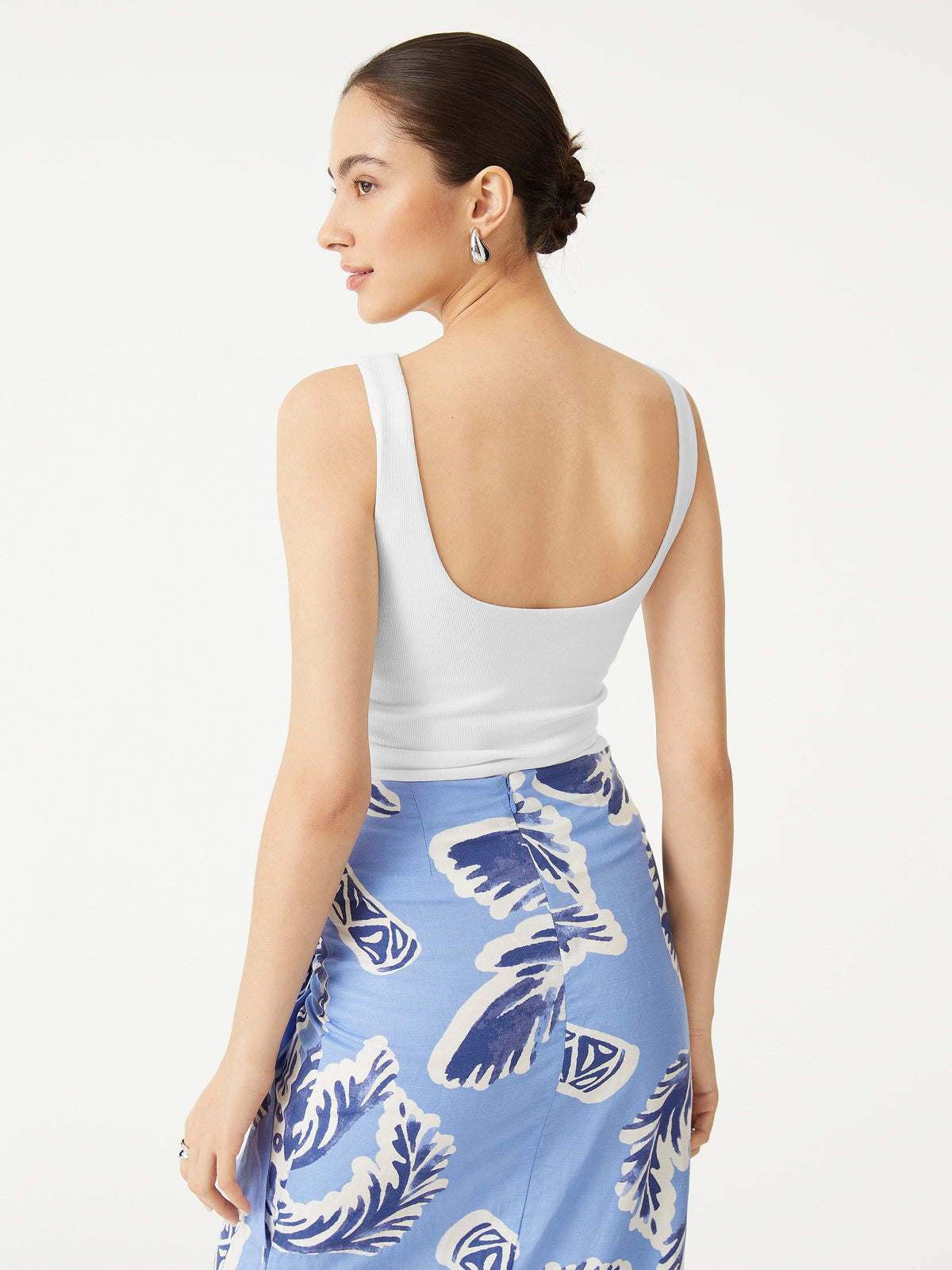 OGLmove Women's Open Back Bra Tank & Side Ruched Midi Skirt Set
