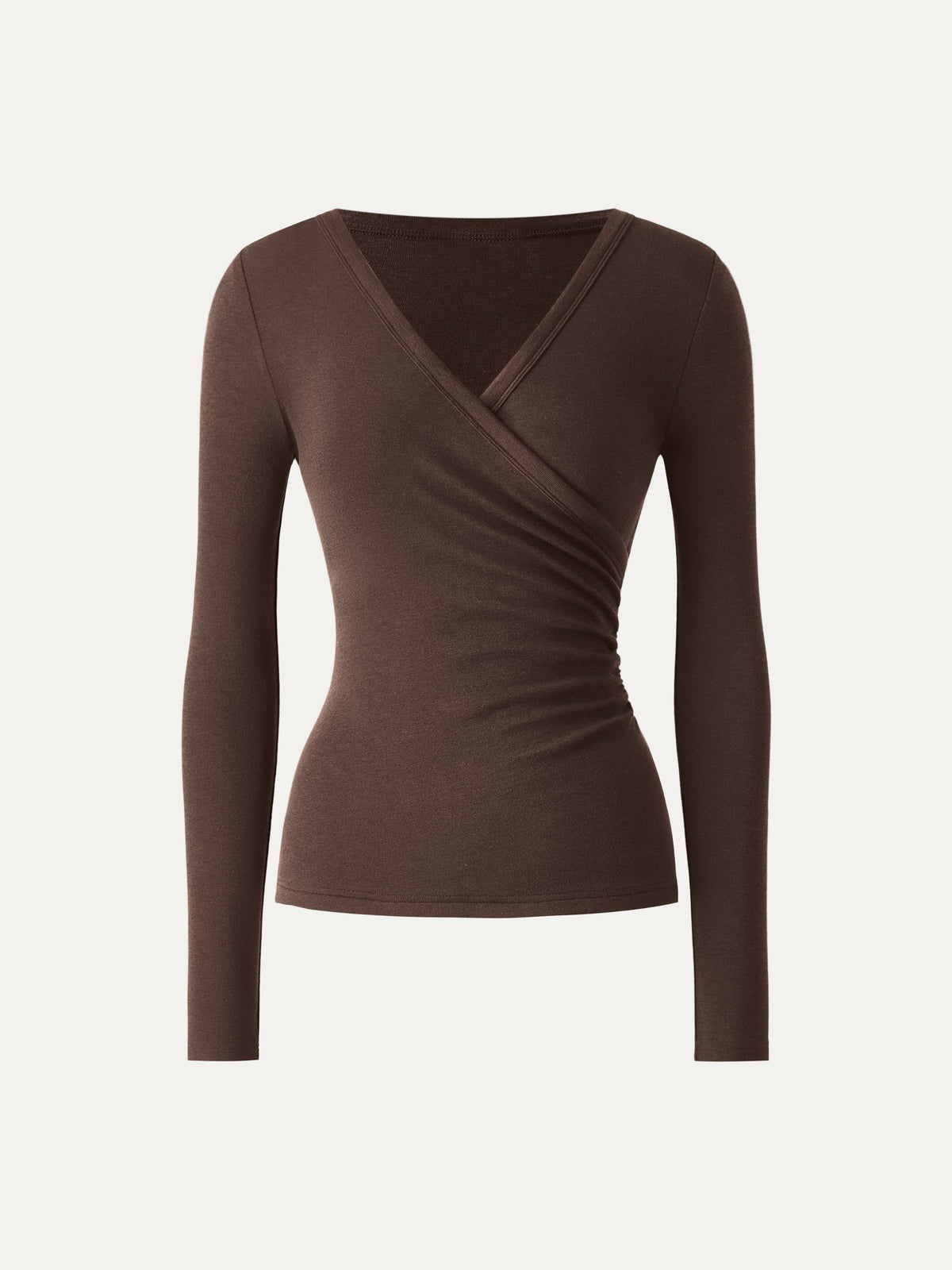 OGLmove Women's Eco-MiYaMoon® Surplice Ruched Long Sleeve Top
