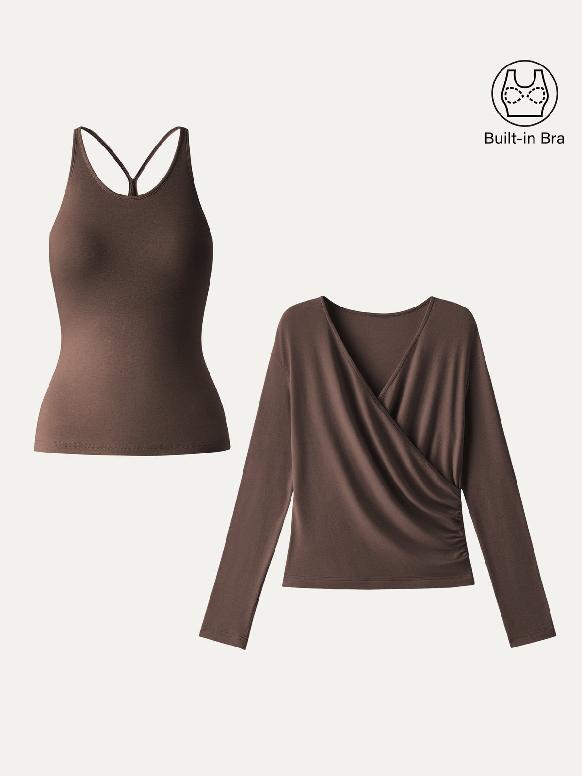 OGLmove Women's Eco-MiYaMoon® Cami & Surplice Ruched Top Set