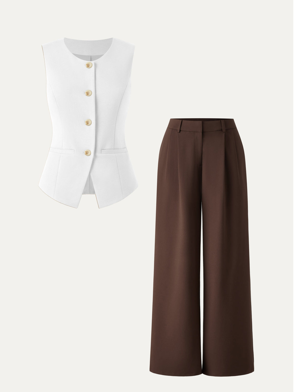 OGLmove Women's Waistcoat & Wide Leg Pant Set