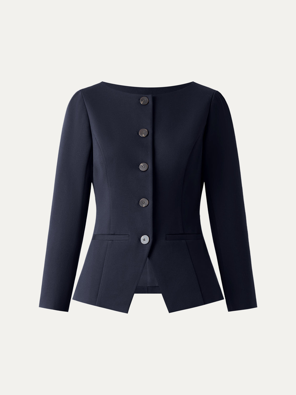 OGLmove Women's Ponte Round Neck Long Sleeve Jacket with Pockets