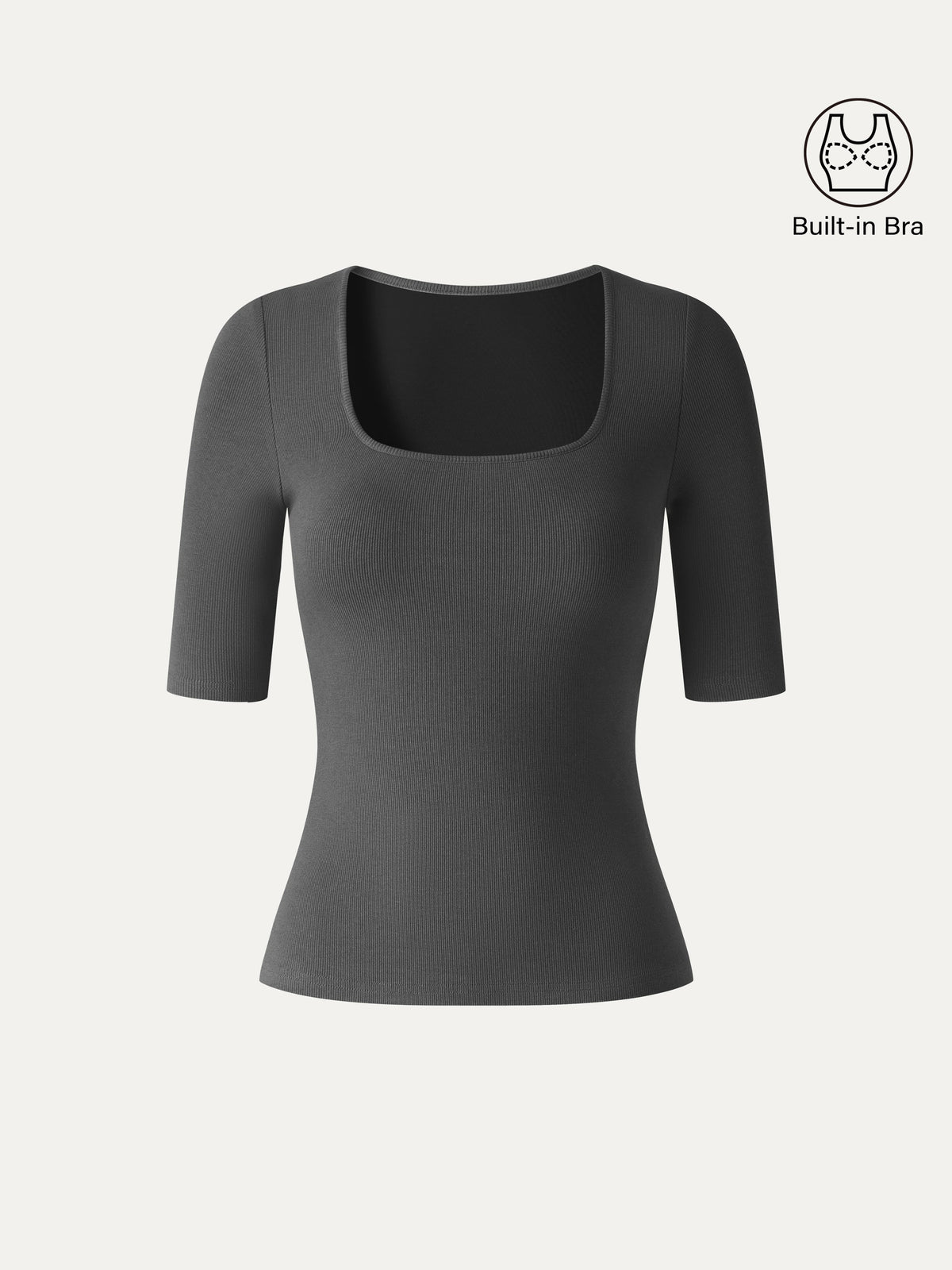 OGLmove Women's Square Neck Elbow Sleeve Bra Top