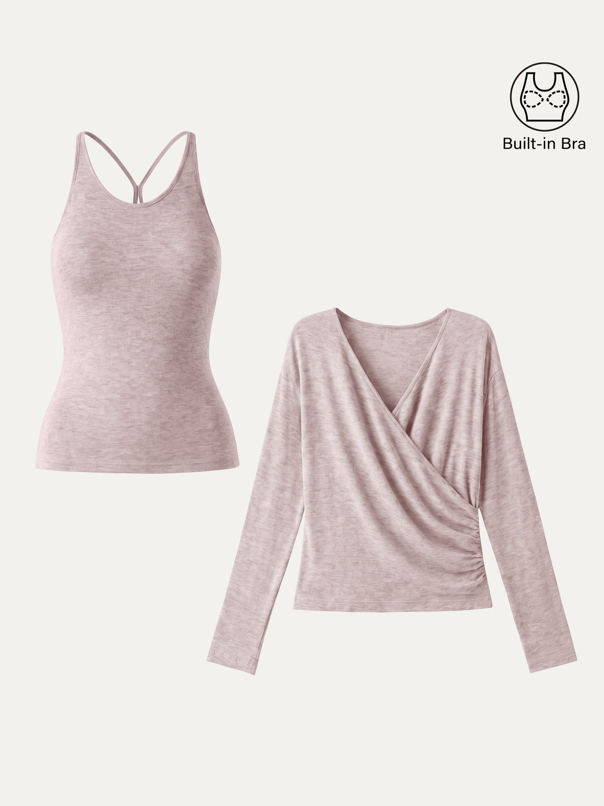 OGLmove Women's Eco-MiYaMoon® Cami & Surplice Ruched Top Set