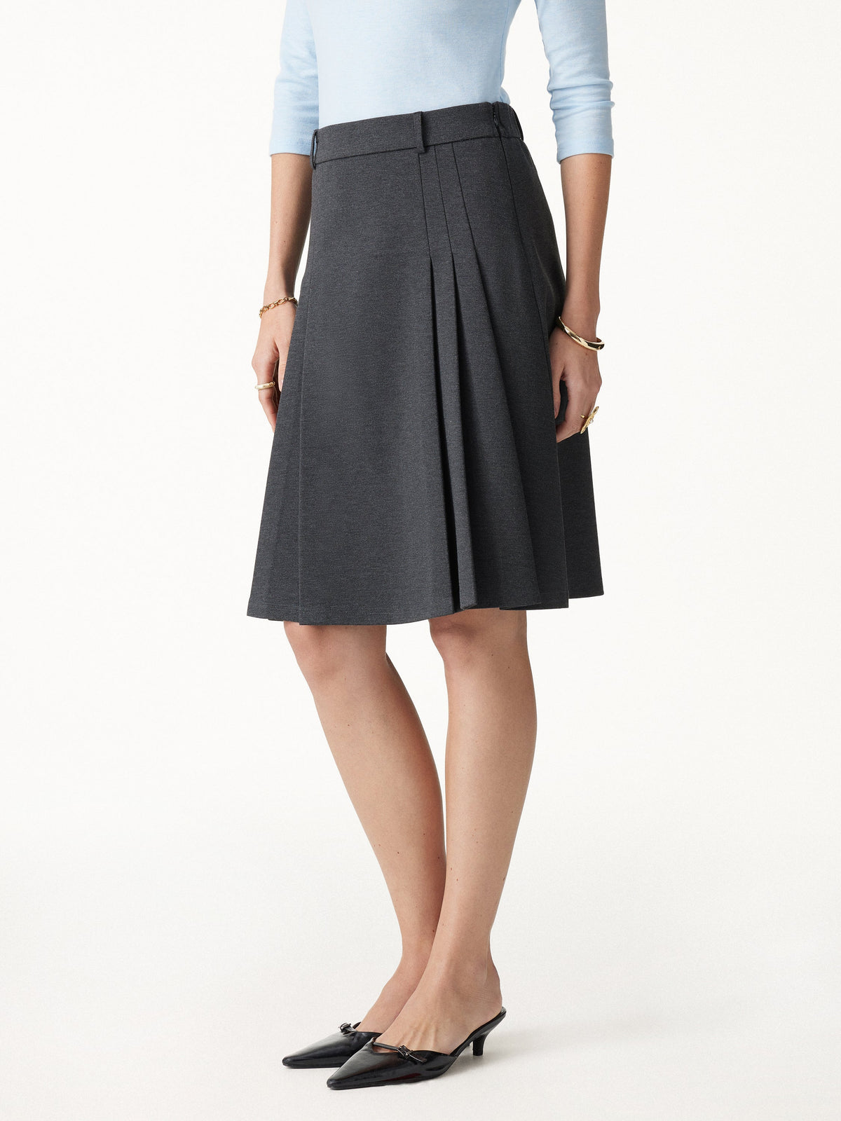 OGLmove Women's Ponte High-Rise Tucked Knee-Length Skirt