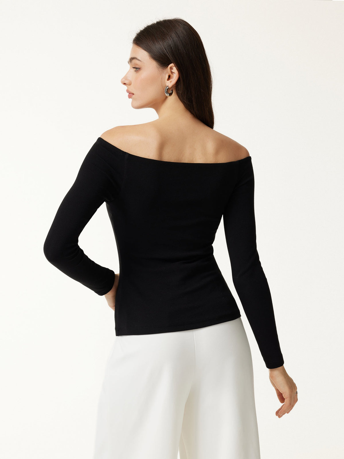 OGLmove Women's Eco-Mousse® Non-Slip Off-Shoulder Long Sleeve Bra Top
