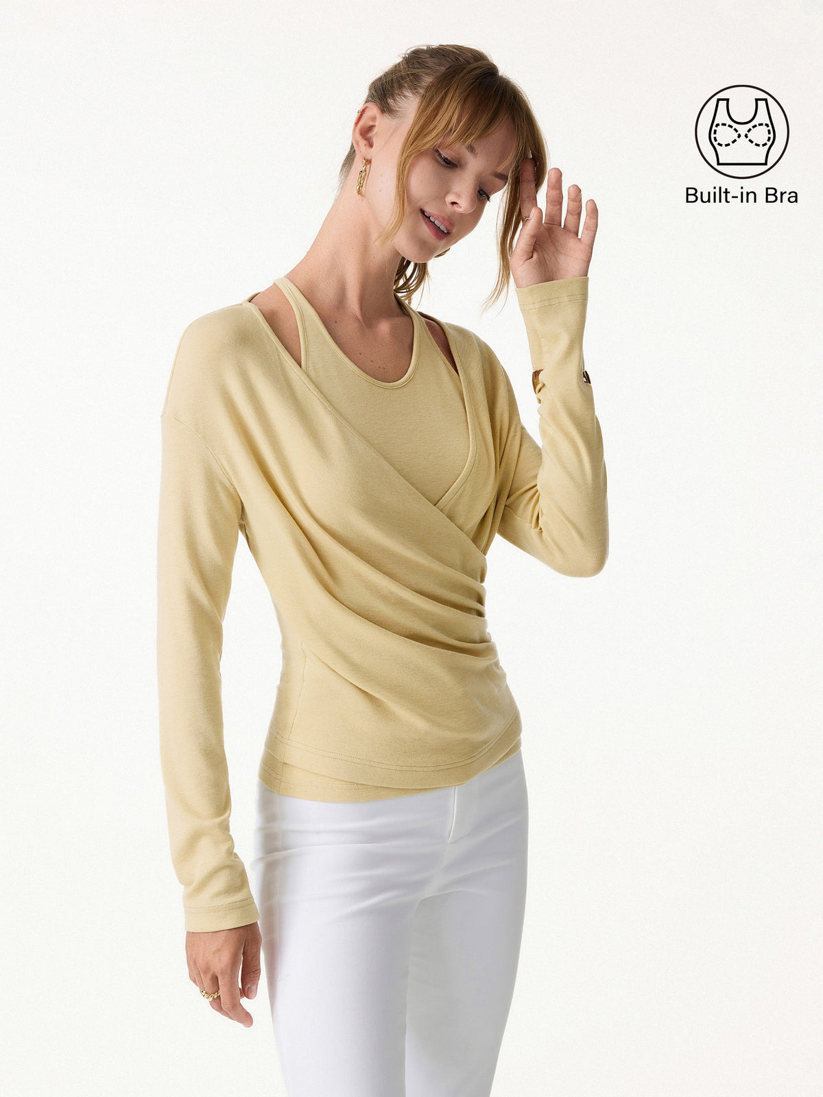 OGLmove Women's Eco-MiYaMoon® Cami & Surplice Ruched Top Set