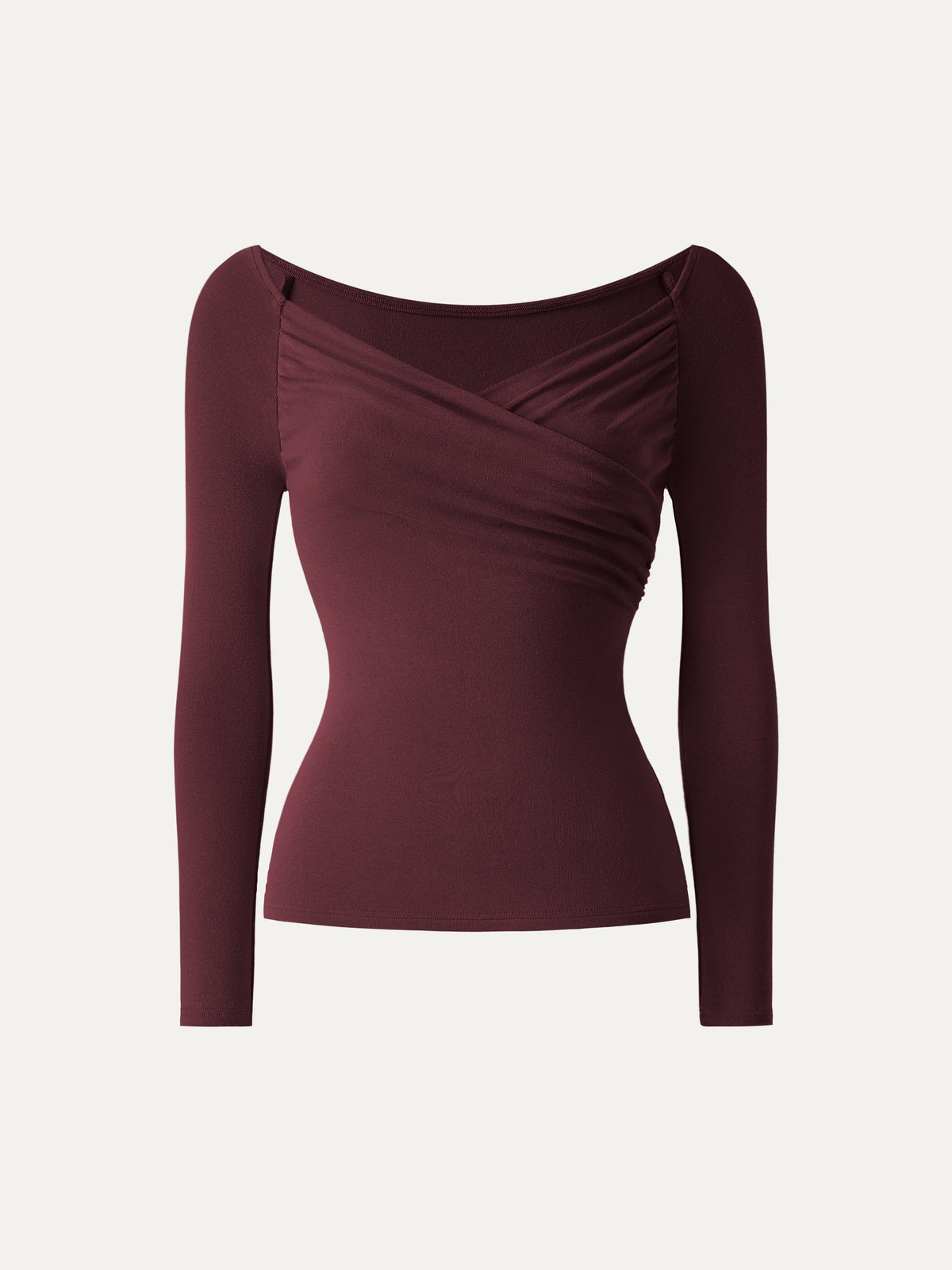 OGLmove Women's LiteWarm Surplice Ruched Long Sleeve Top