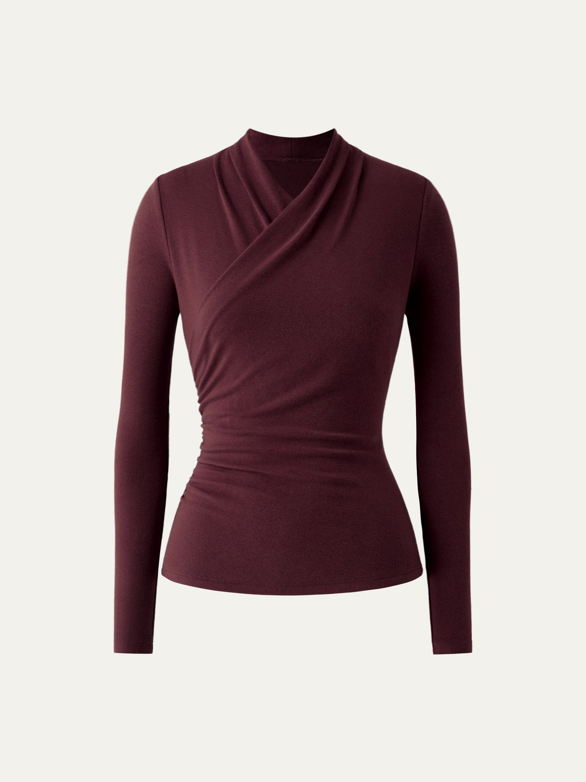OGLmove Women's Eco-Mousse Surplice Long Sleeve Ruched Top