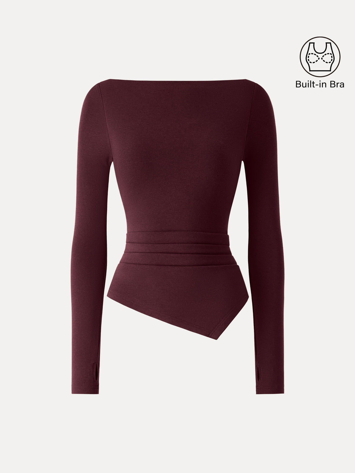 OGLmove Women's ProWarm Boatneck Side Tucks Asymmetrical Bra Top