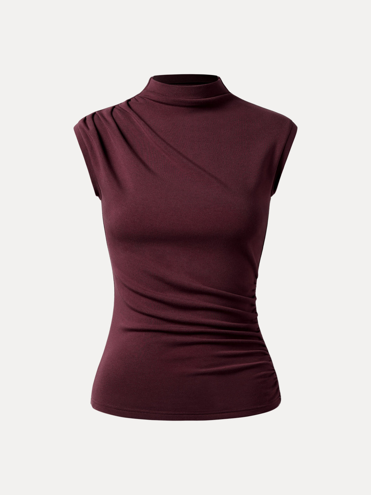 OGLmove Women's Eco-Mousse® Mock Neck Sleeveless Ruched Top