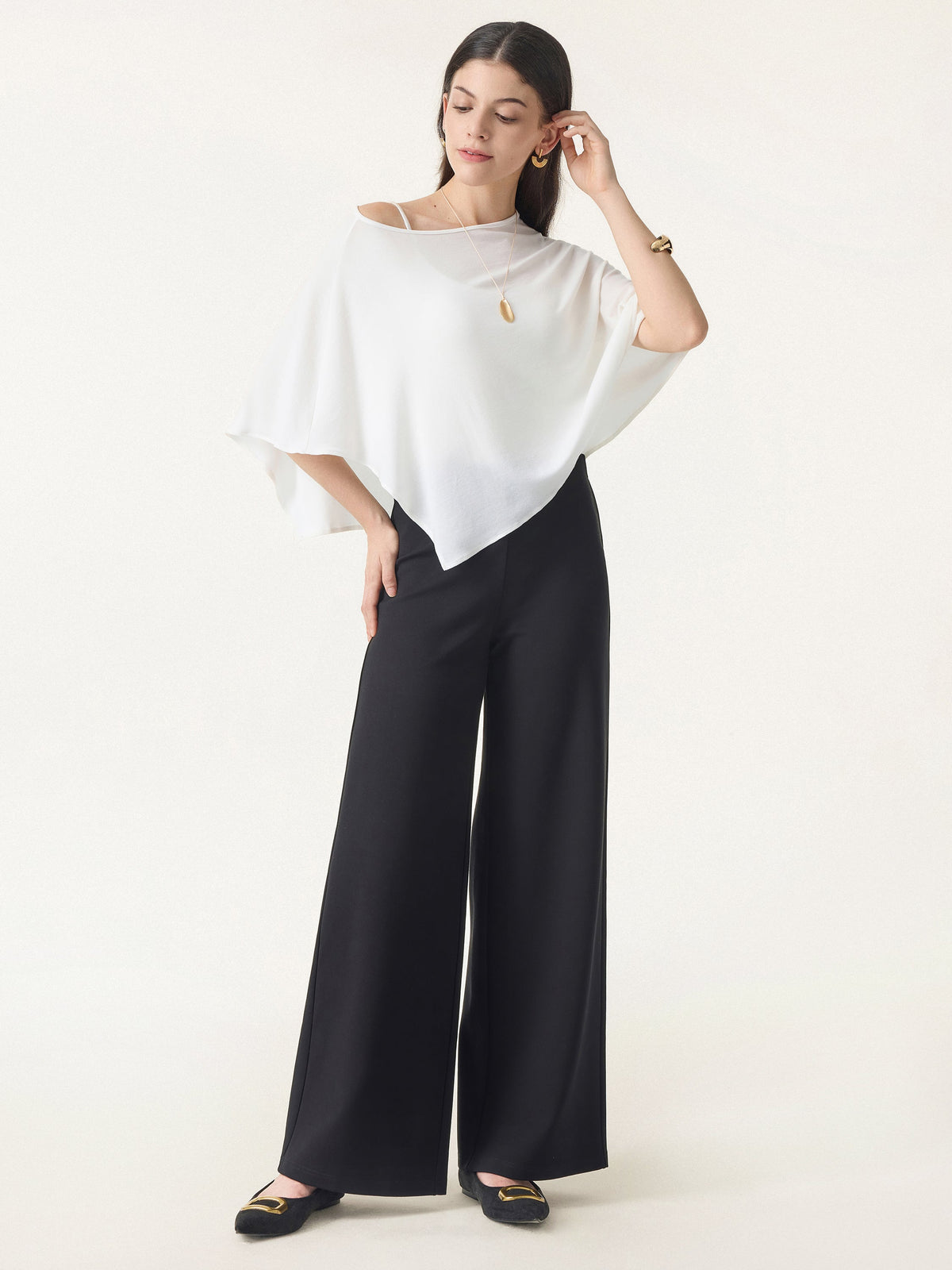 OGLmove Women's Ponte High-Rise Wide-Leg Pants